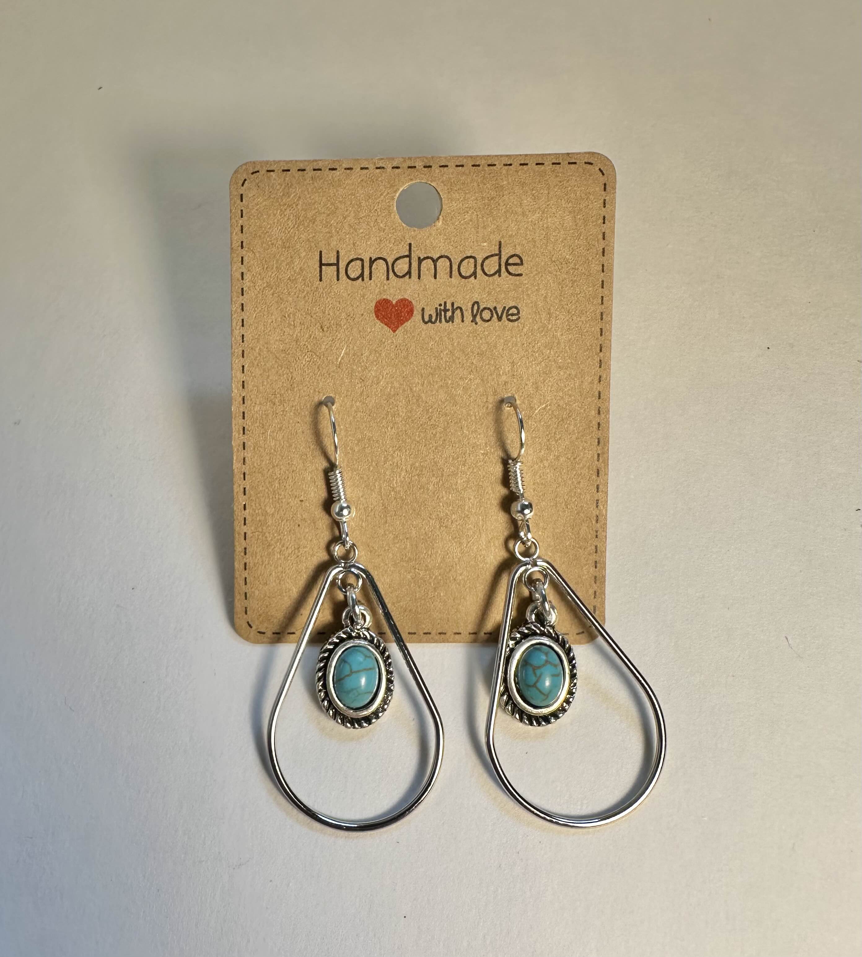 Handmade Turquoise Teardrop Earrings