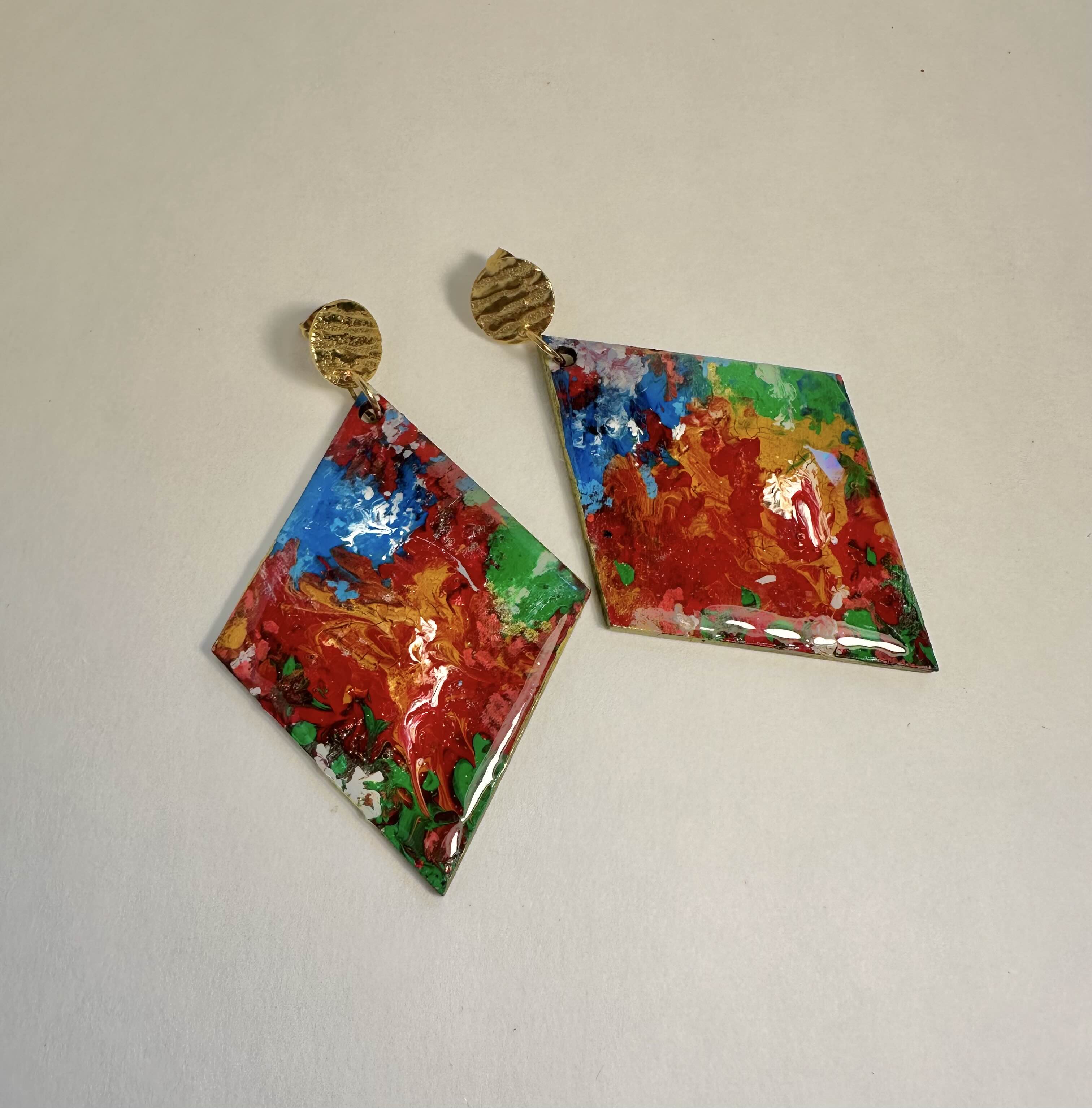 Colorful Abstract acrylic straw blow Earrings.