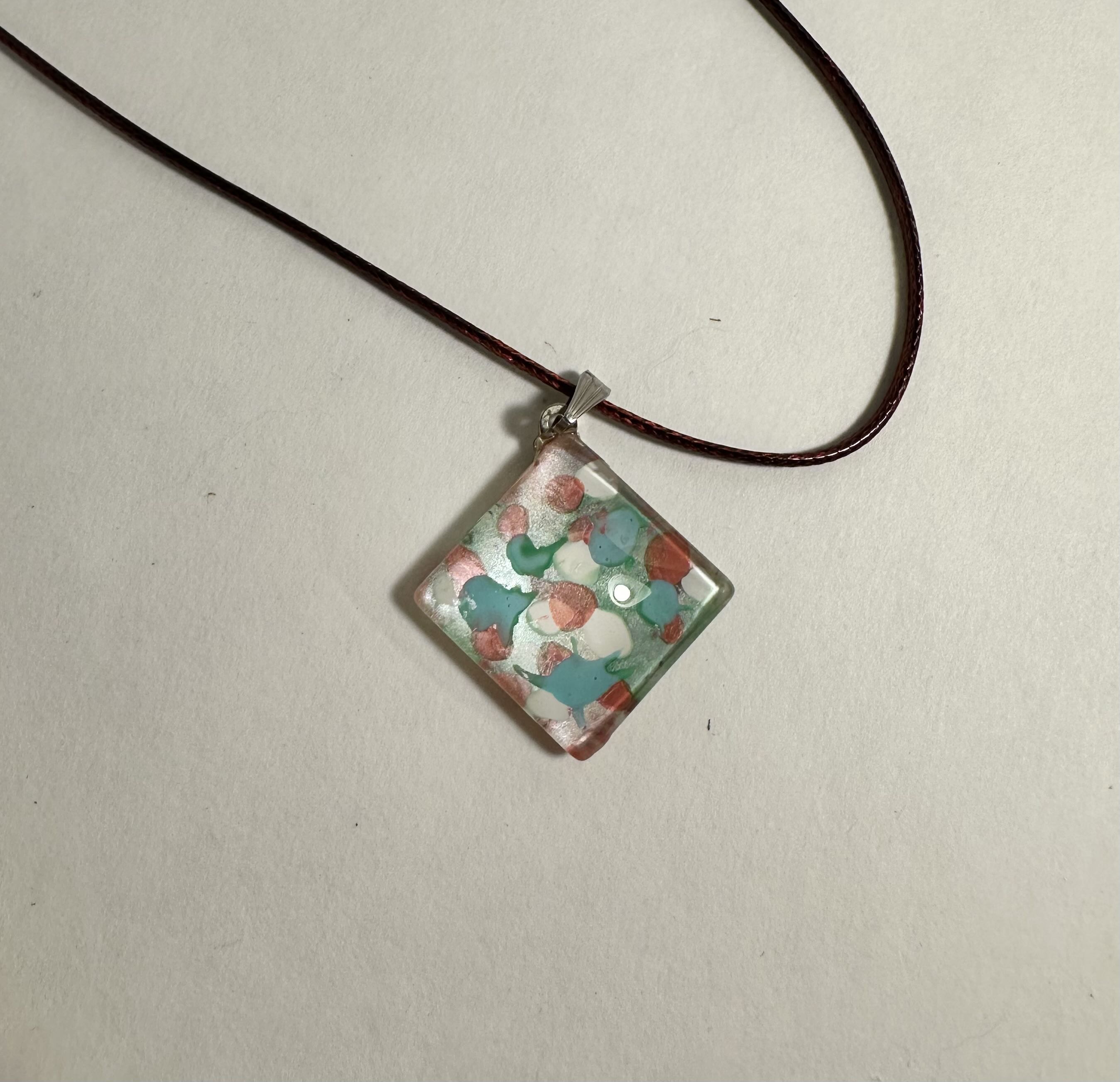 abstract enanel paint Pendant Necklace