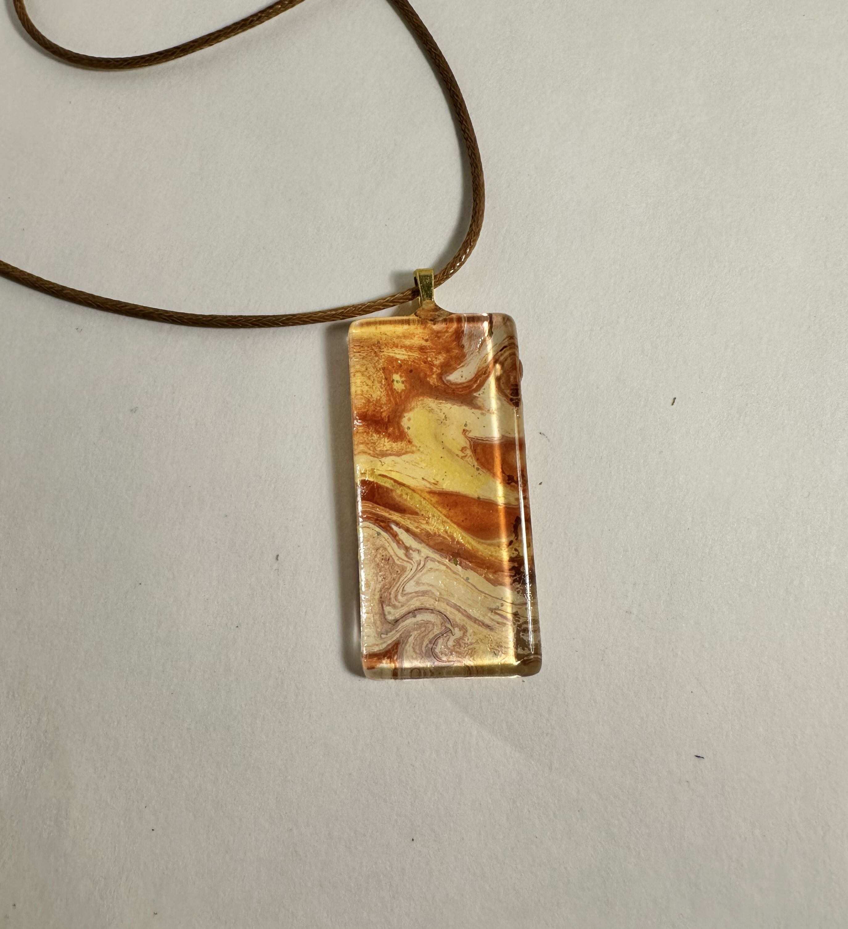 Handcrafted Pendant Necklace with acrylic pouring.