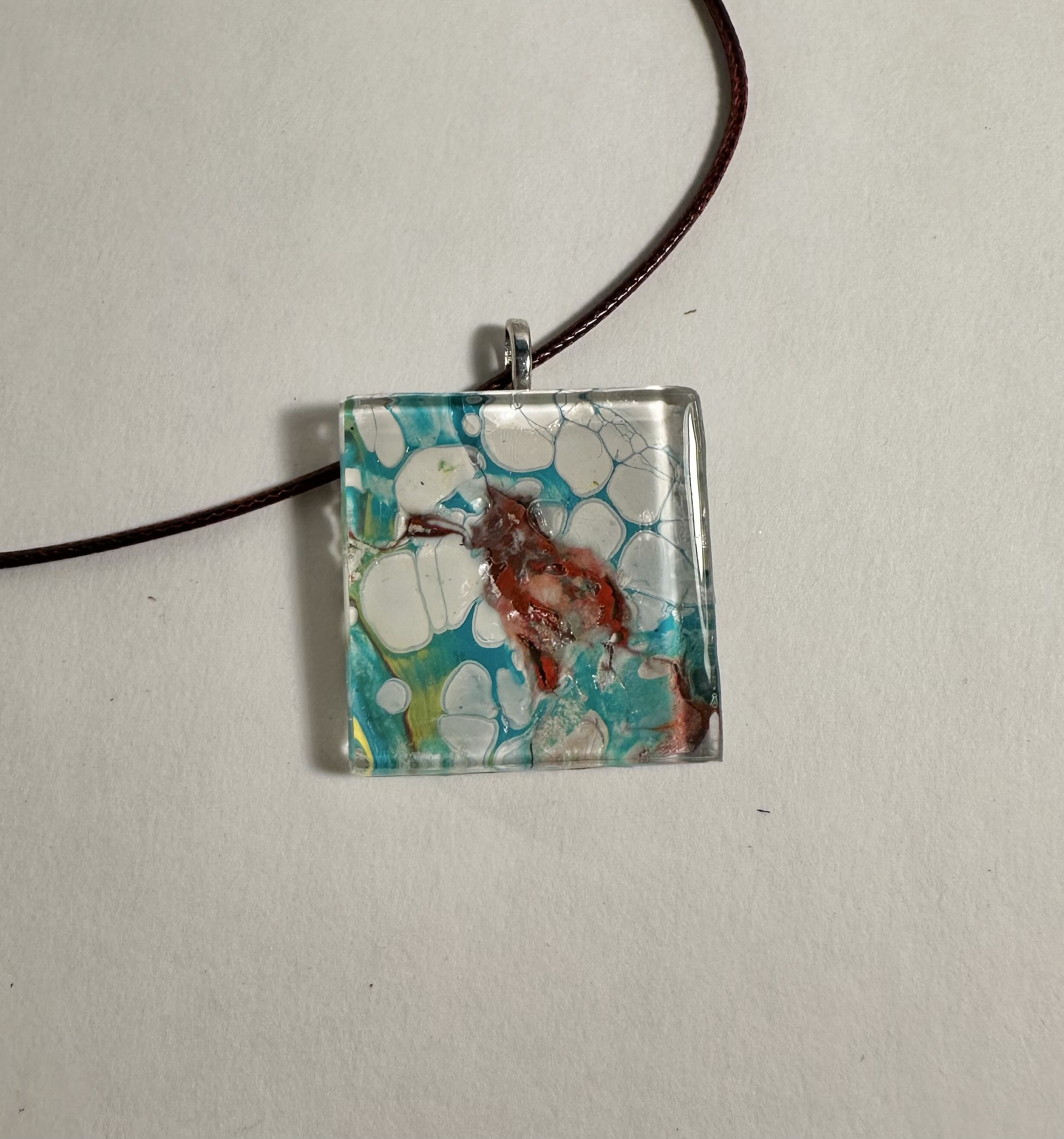 Handmade Abstract acrylic pouring glass Pendant