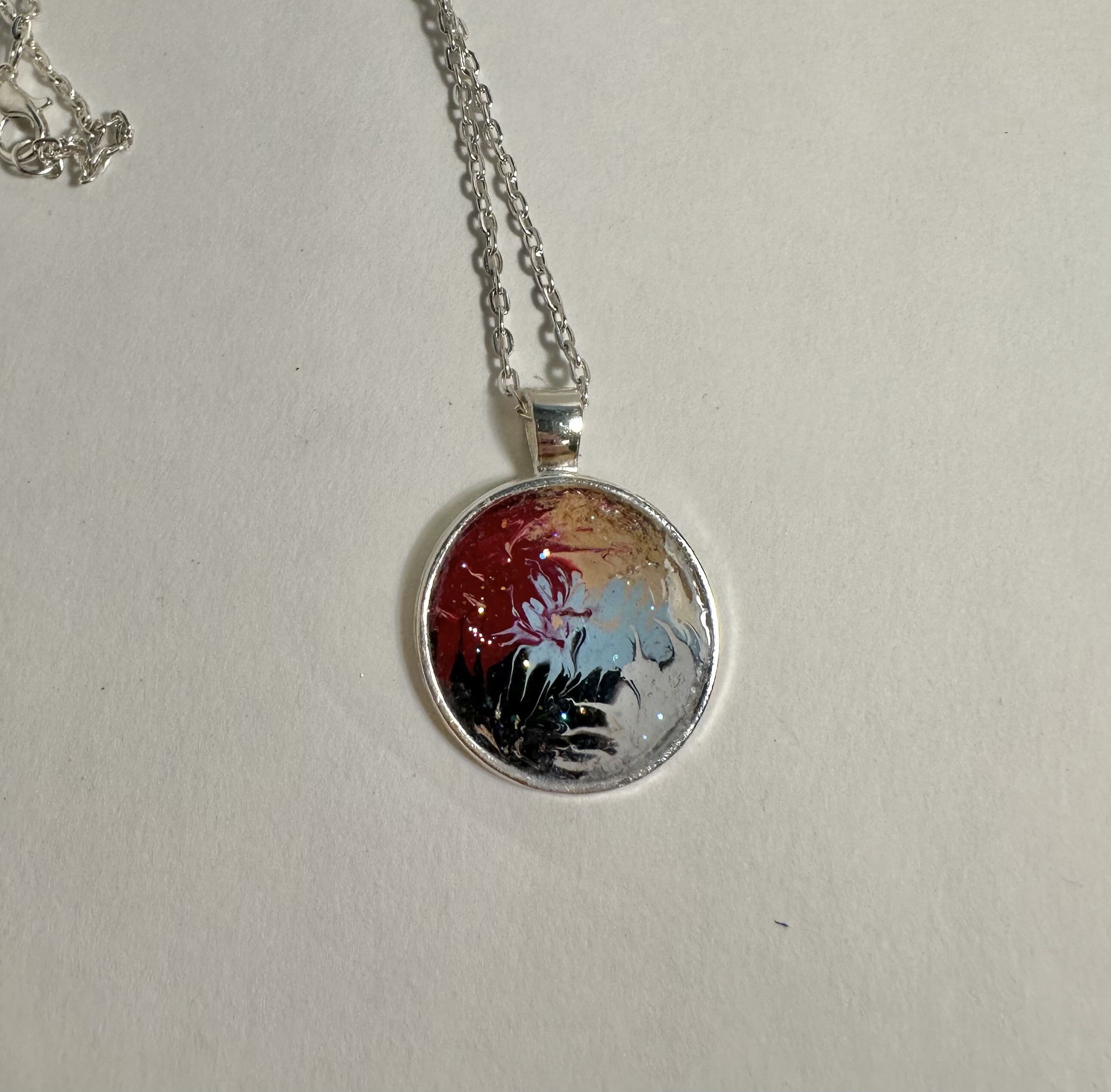 Handcrafted Abstract Pendant Necklace with emanel paint