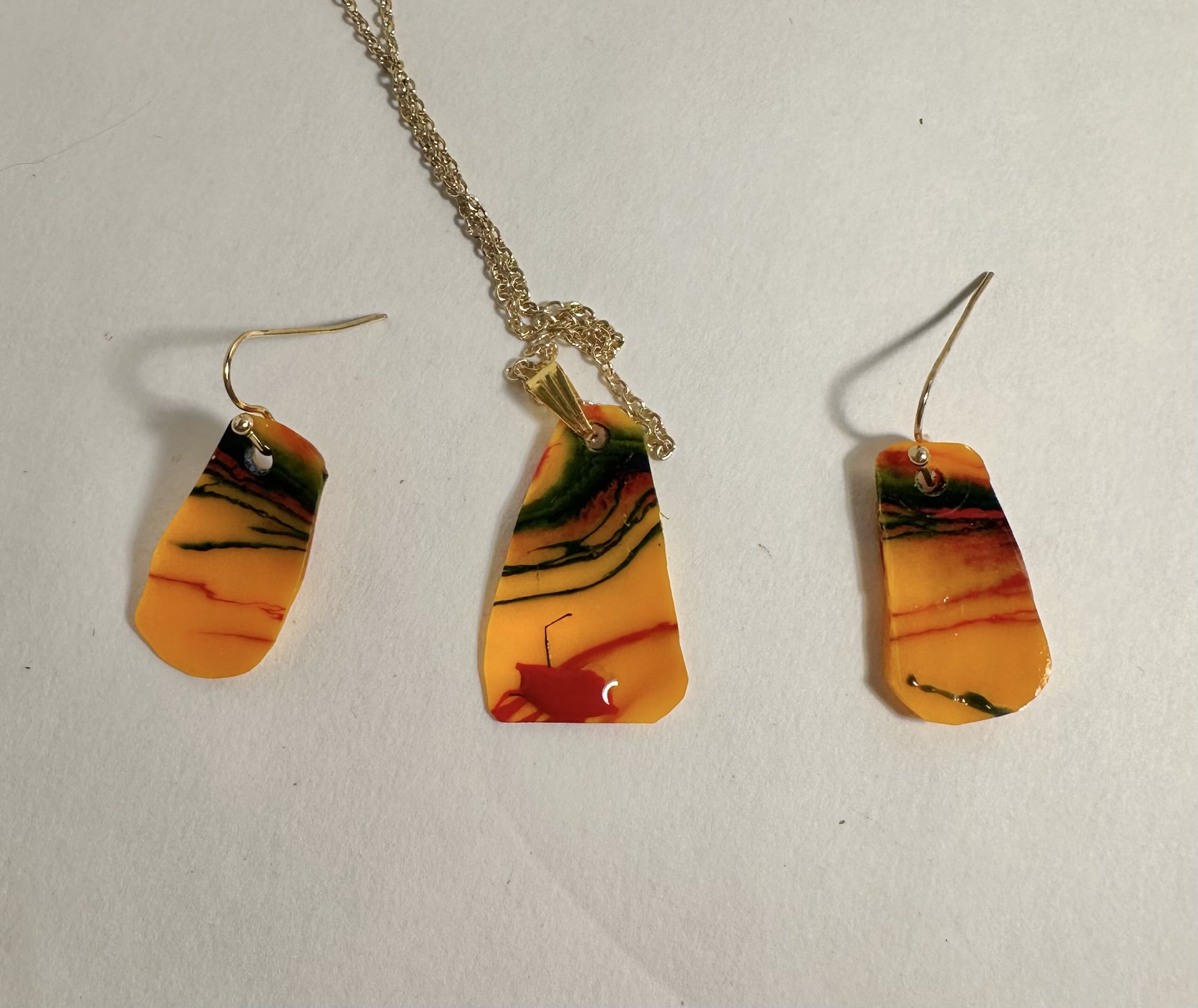 Handcrafted Resin and acrylic pouring Jewelry Set