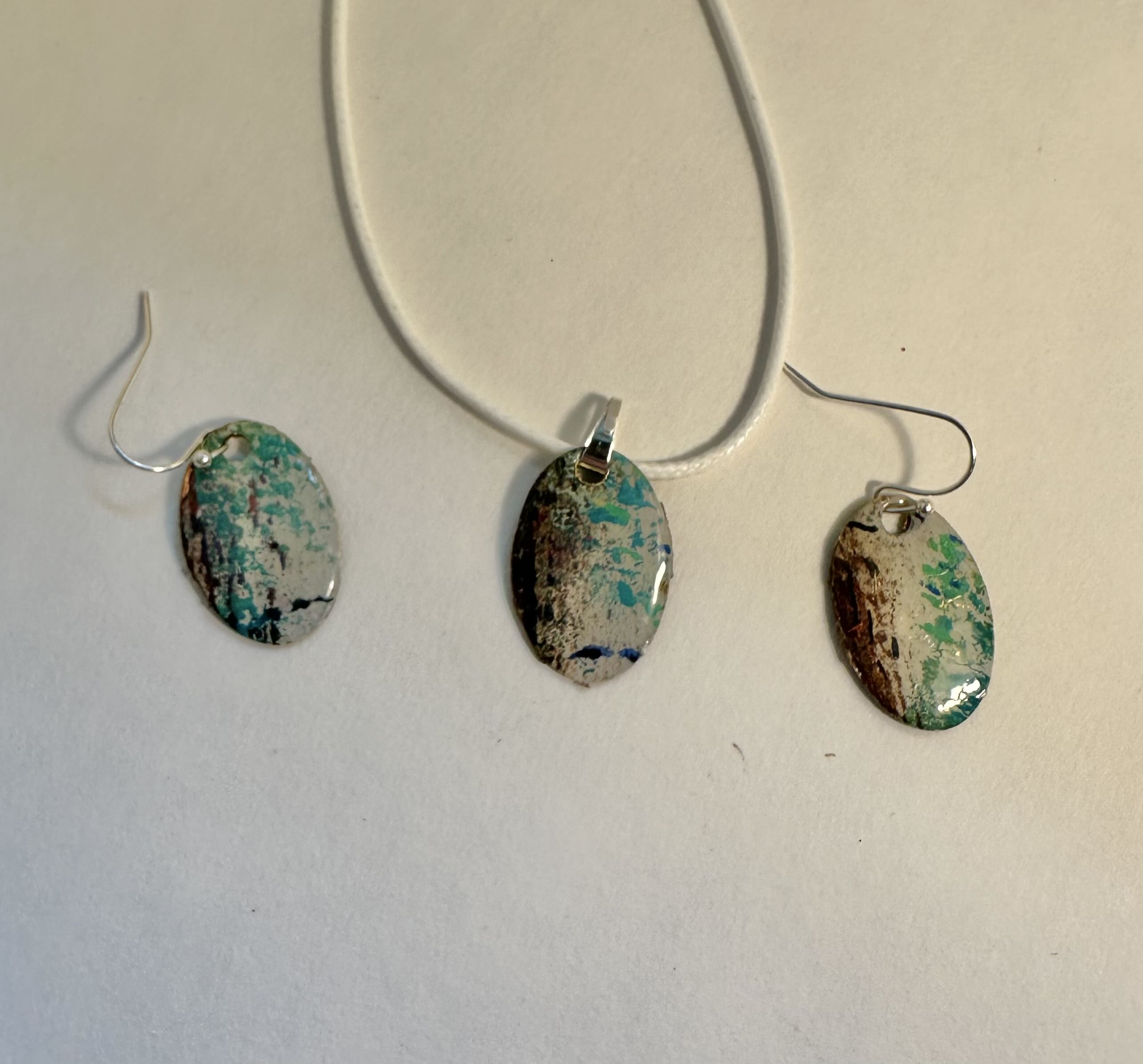 Handcrafted water color and acrylic Jewelry Set