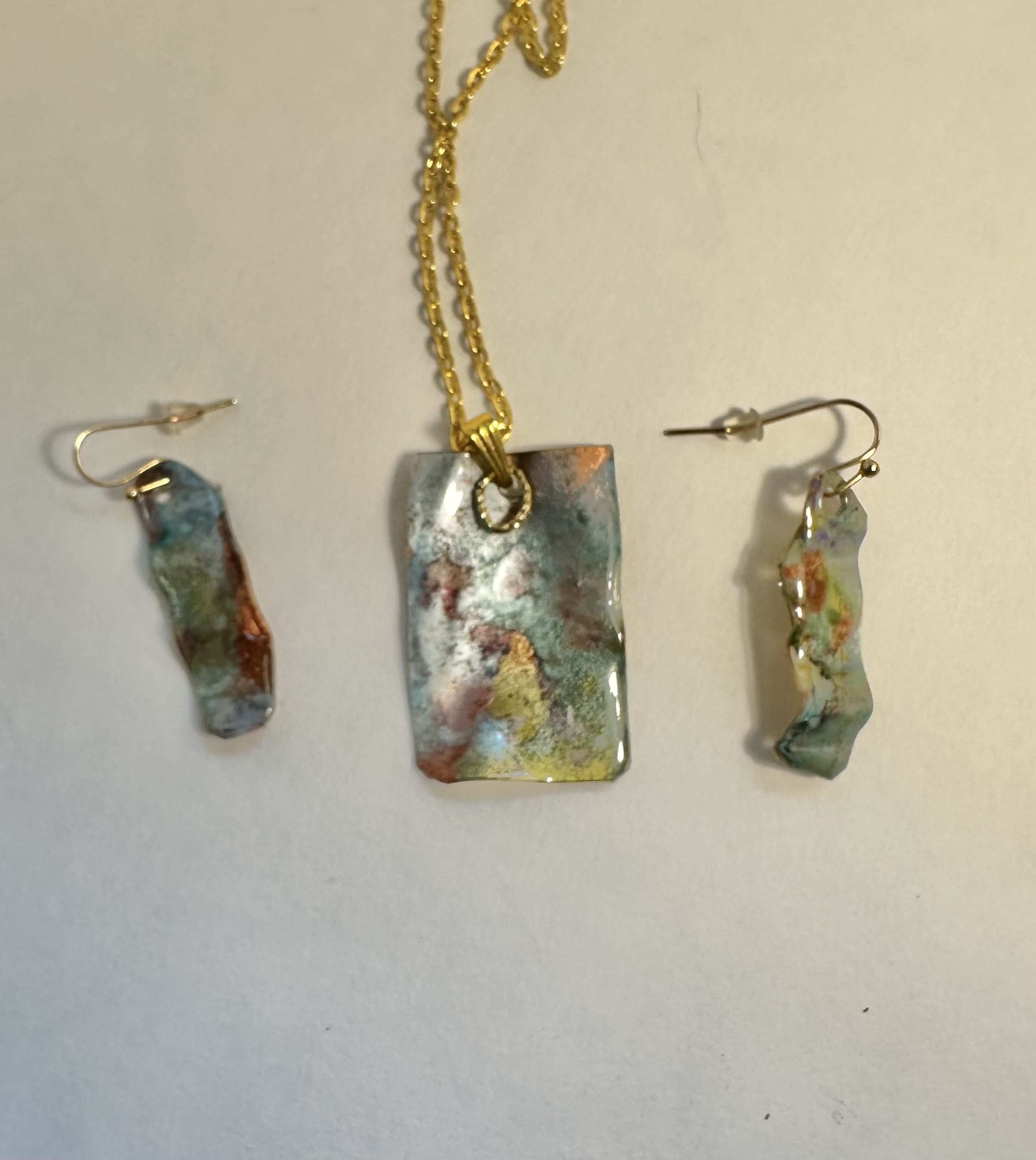 Handmade alcohol ink Jewelry Set shrinking plastic method