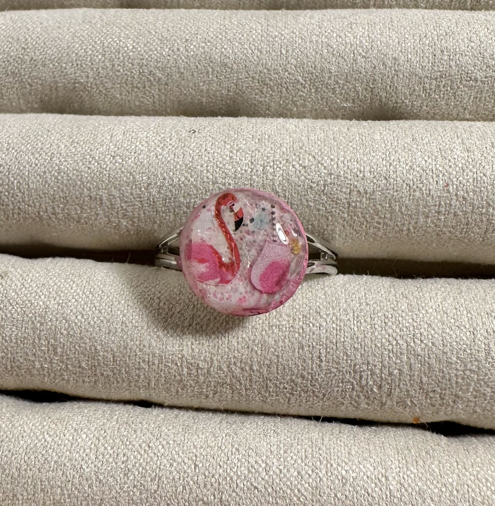 Handmade Pink Flamingo Ring