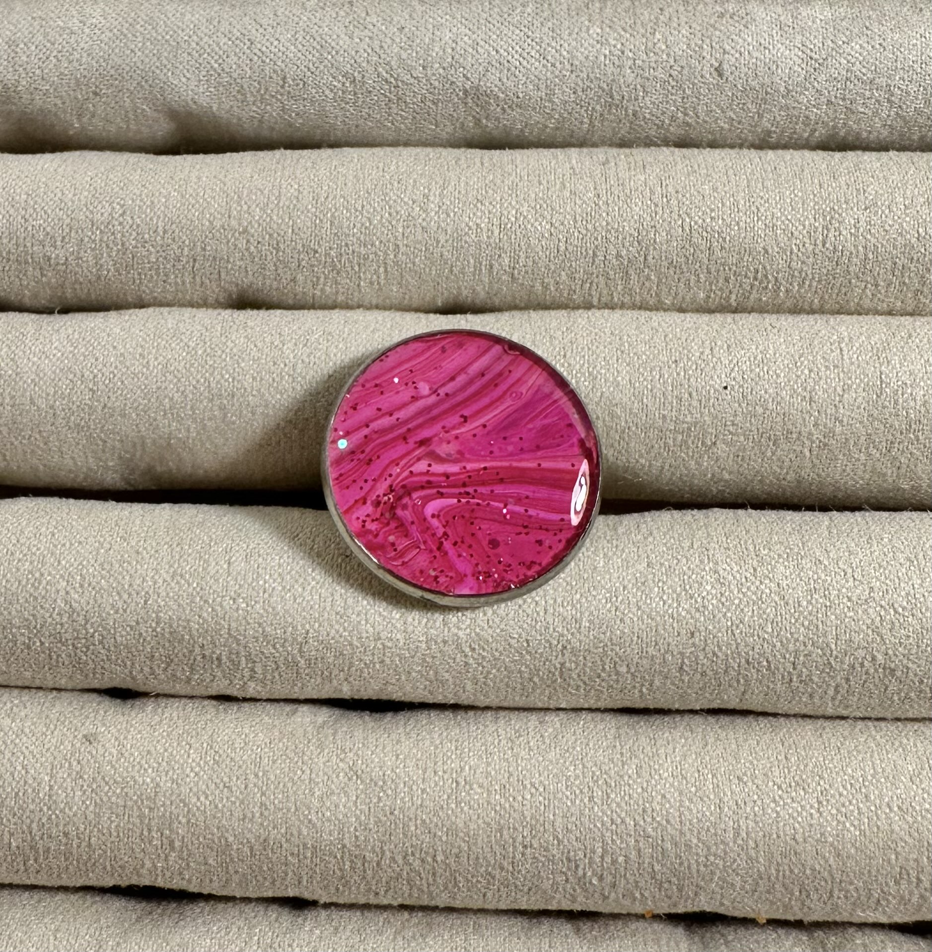 Pink acrylic pouring Statement Ring
