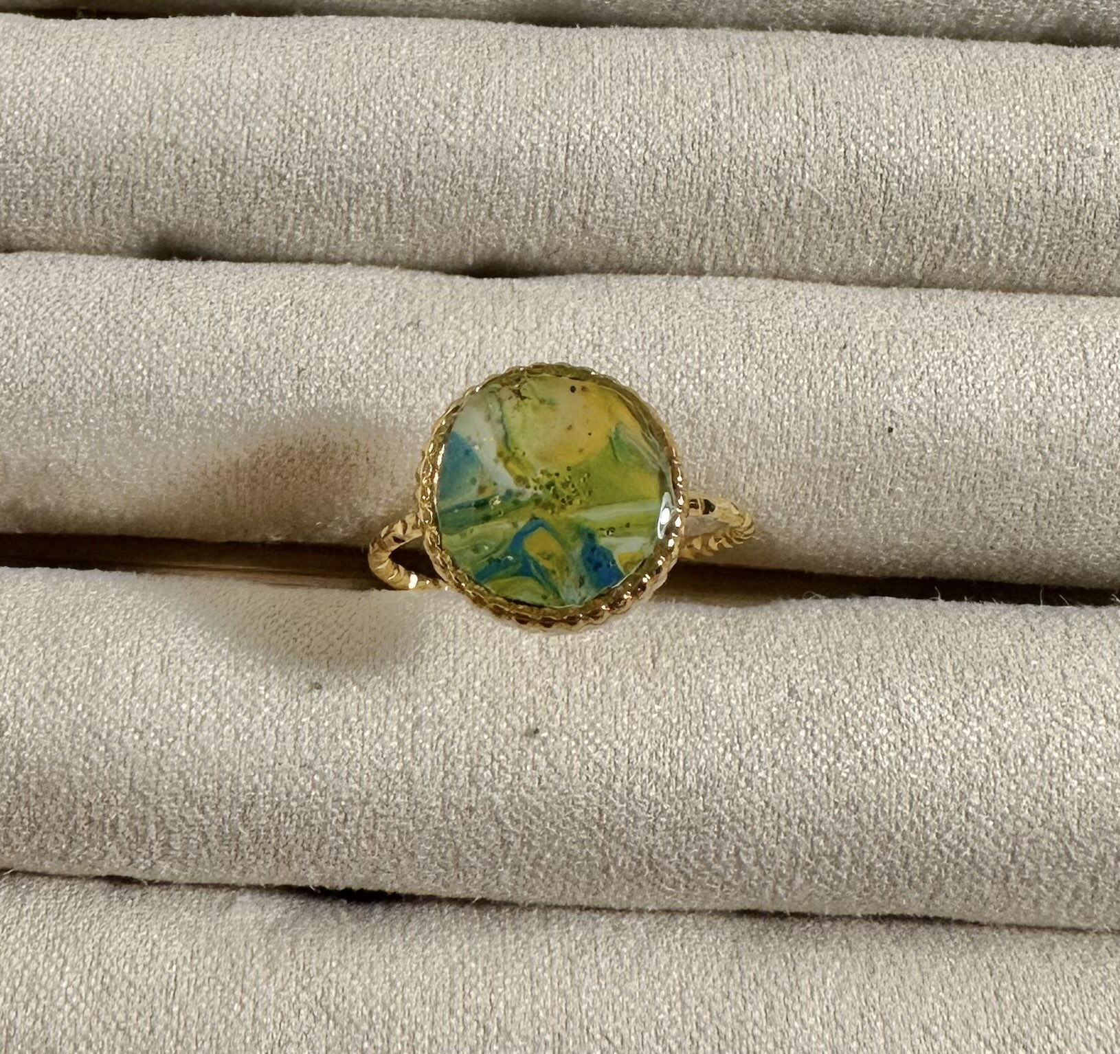 Handcrafted Gold-Plated Art Glass Ring
