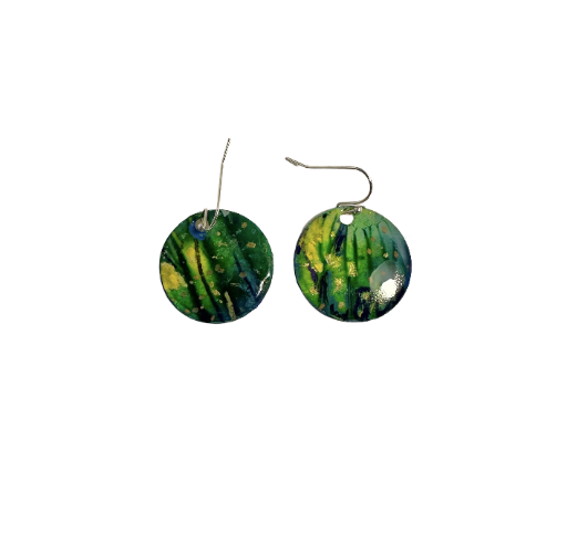 Hand-painted Round Earrings