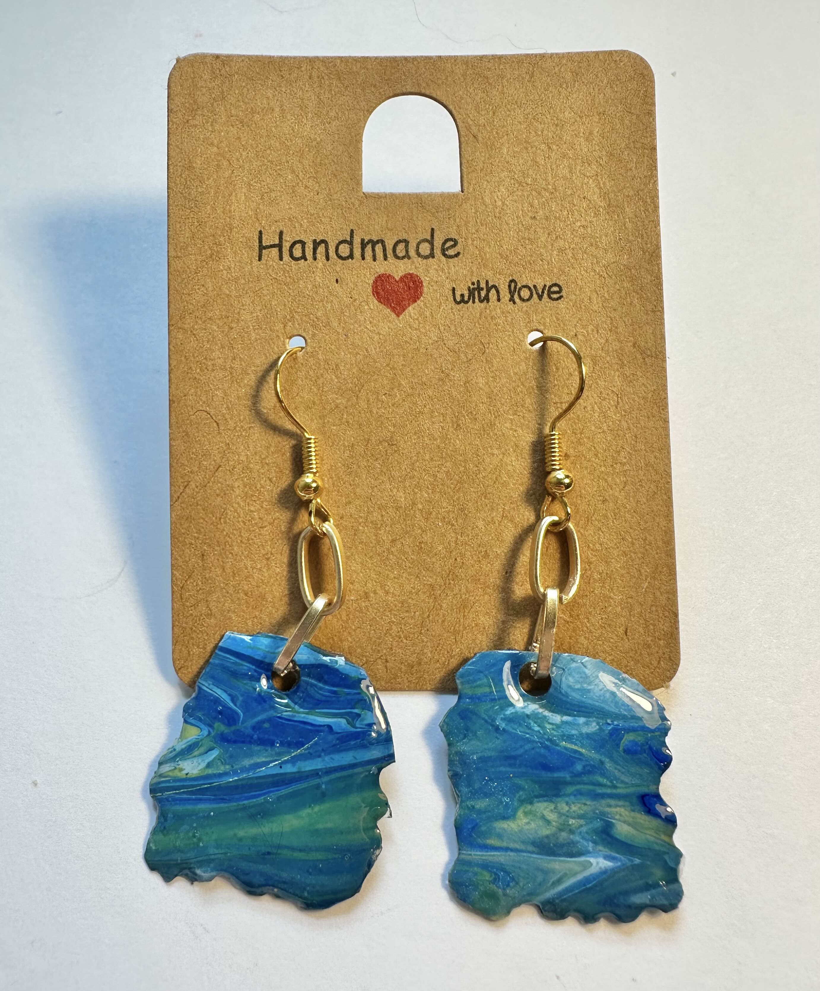 Blue Handmade Resin Earrings