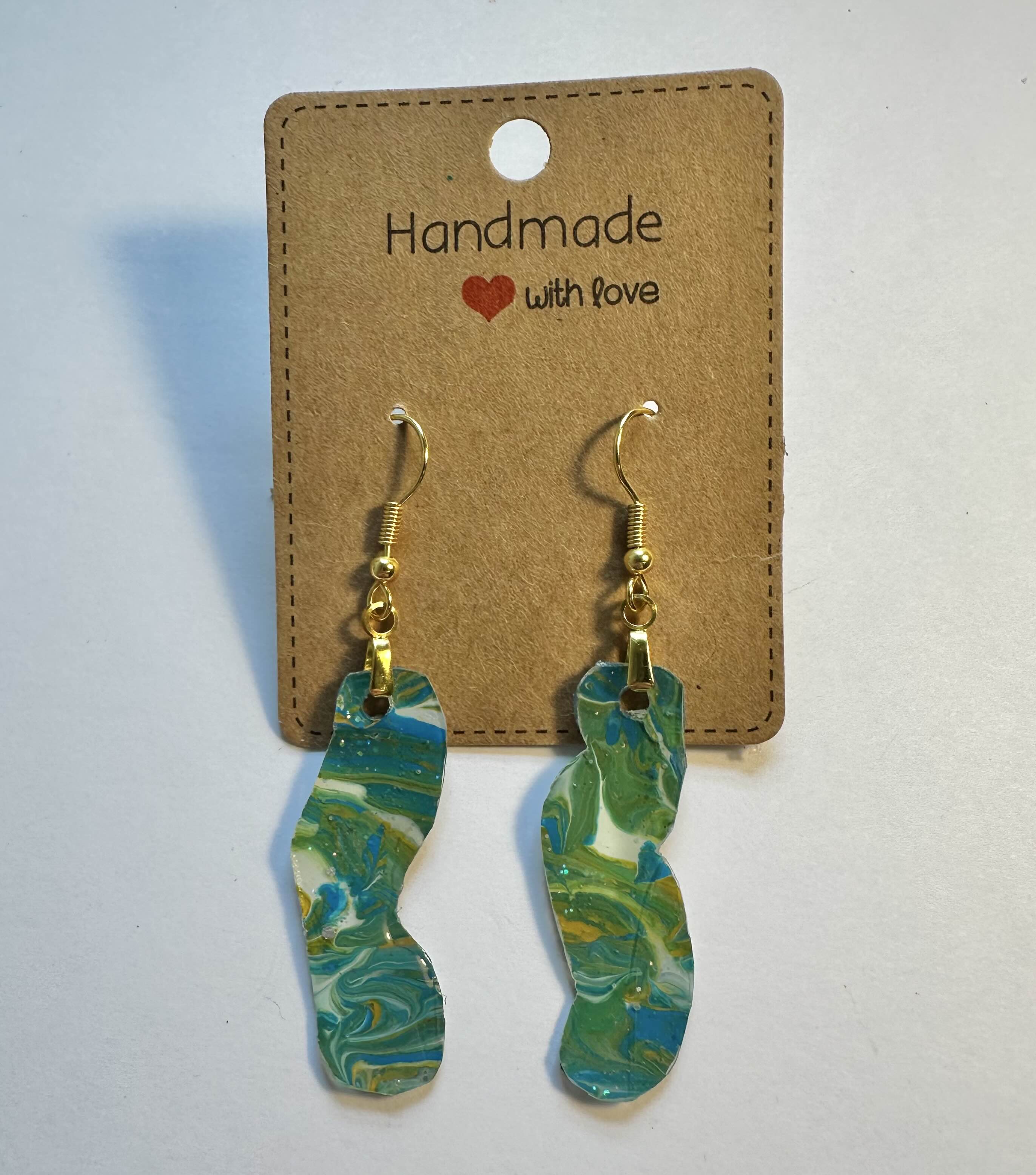 Handmade Resin Statement Earrings acrylic pouring resin. 