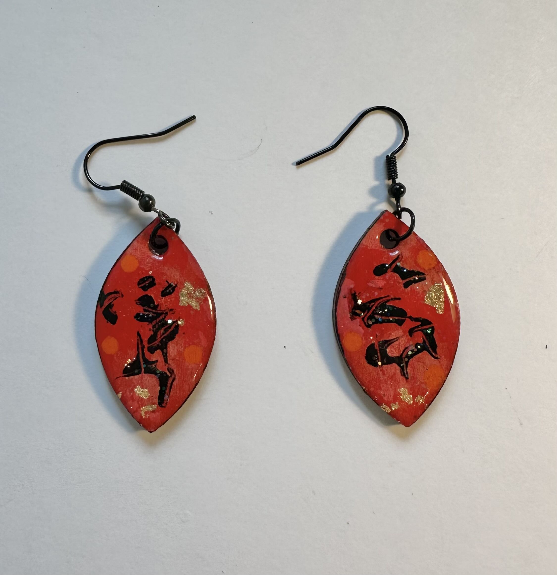 Handmade Red Leaf Earrings