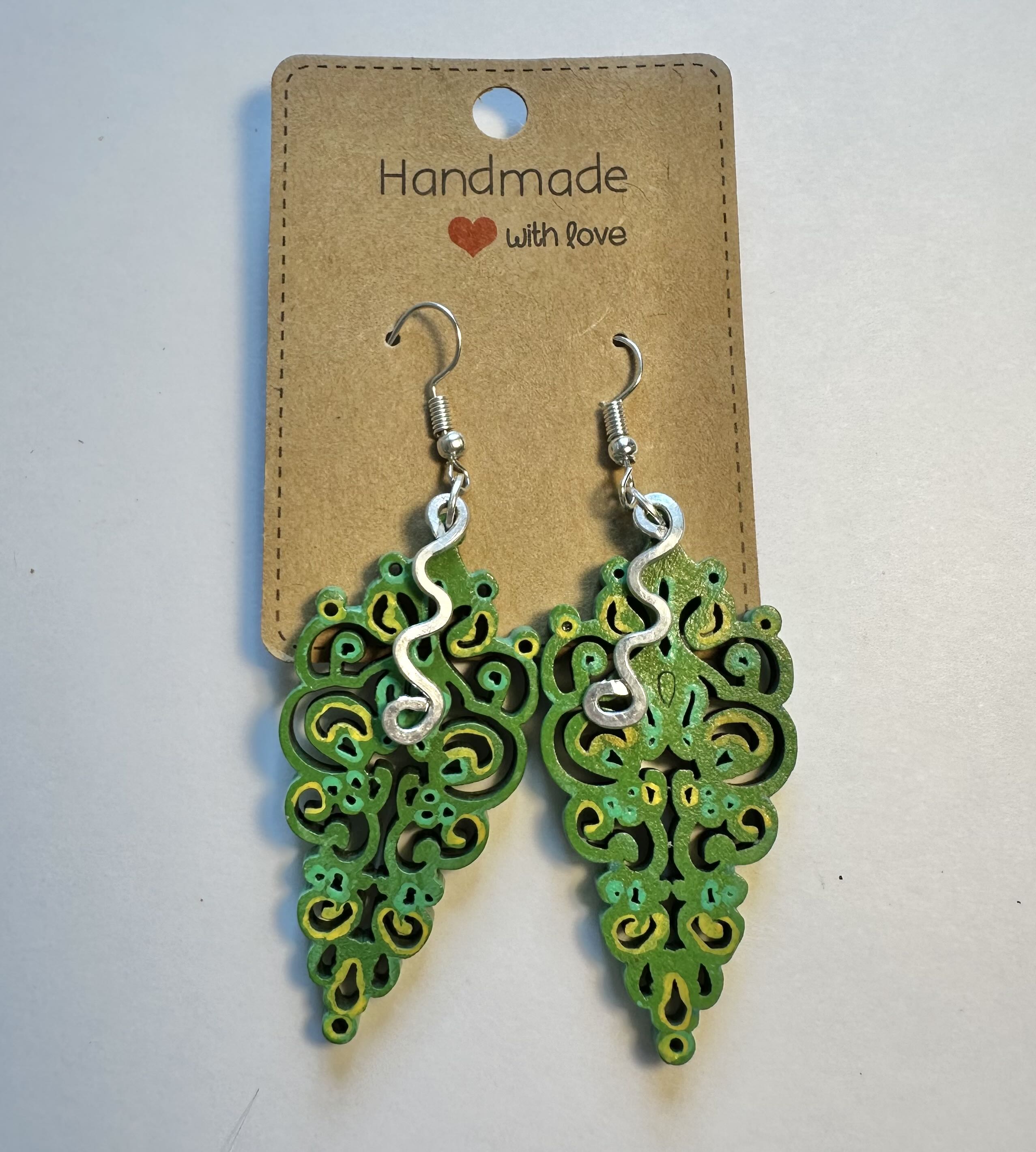 Handmade Green Snake Earrings