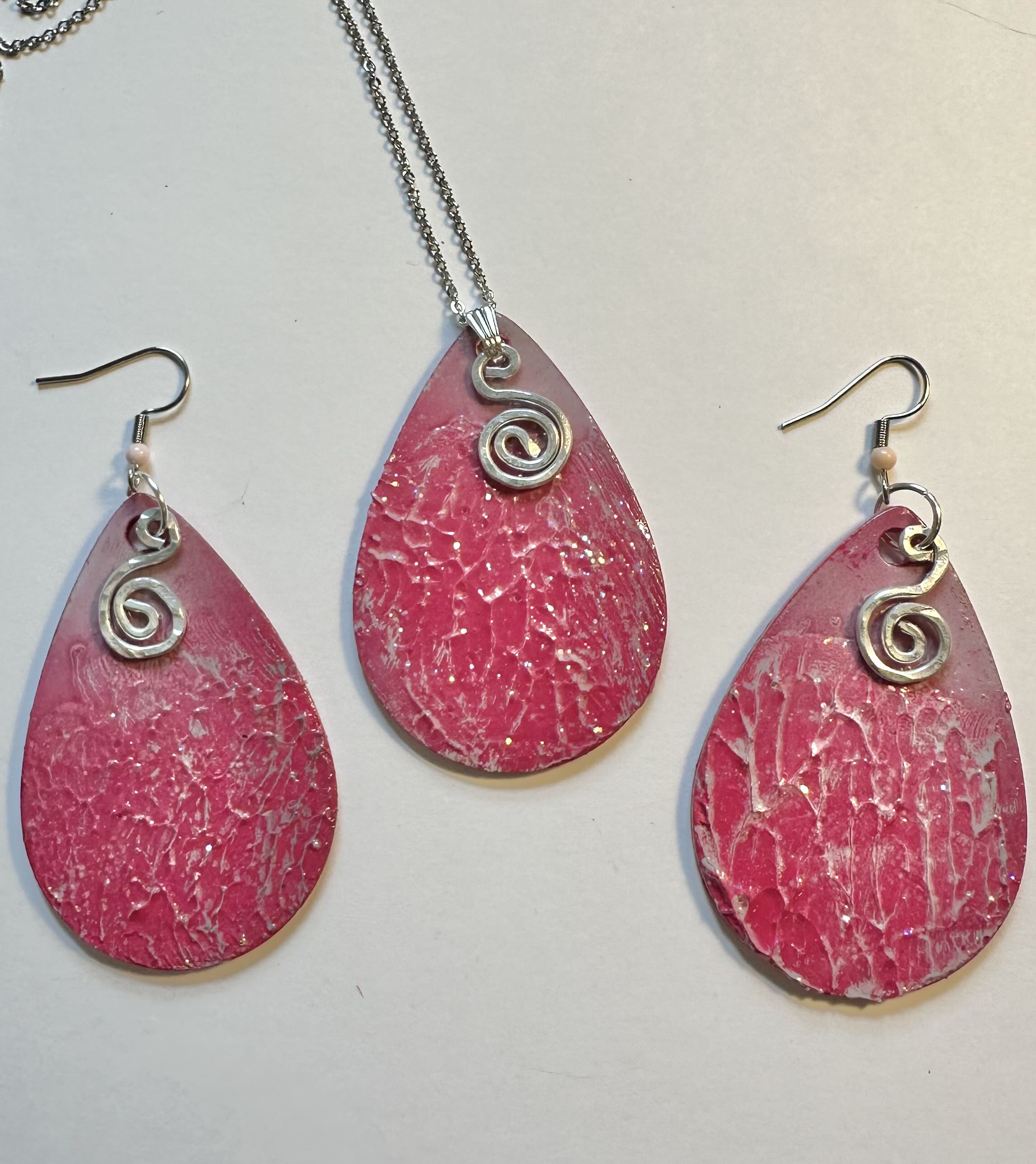 Pink Teardrop Jewelry Set