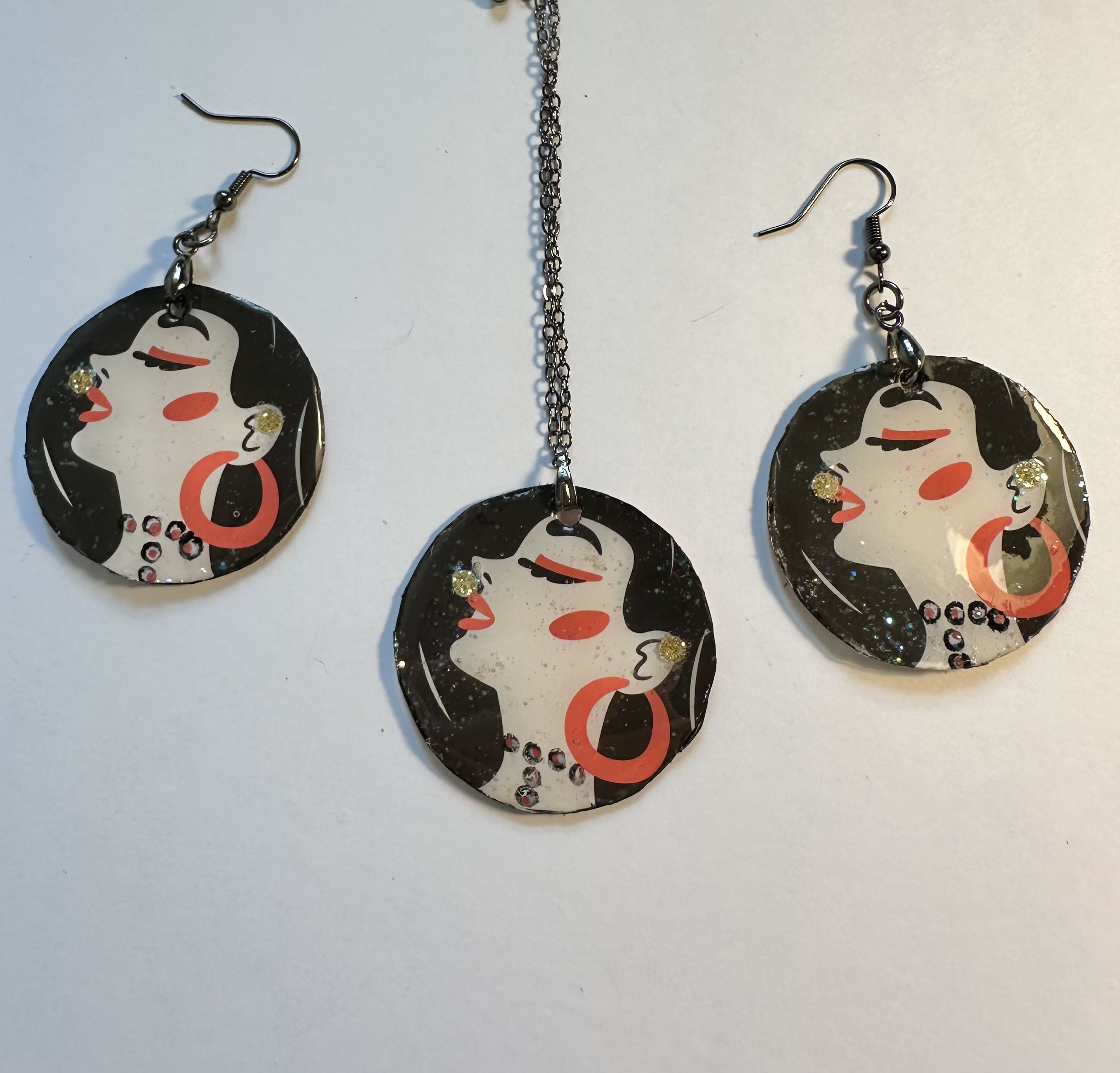 Artistic Woman Face Jewelry Set