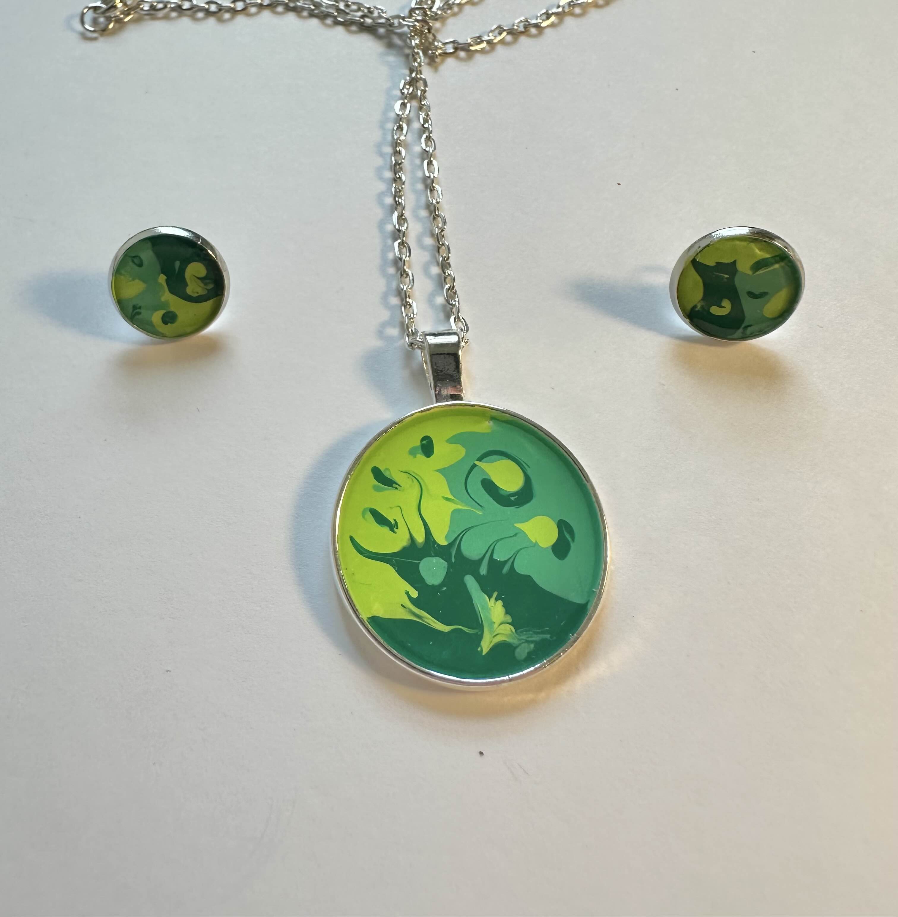 Green Marble Jewelry Set