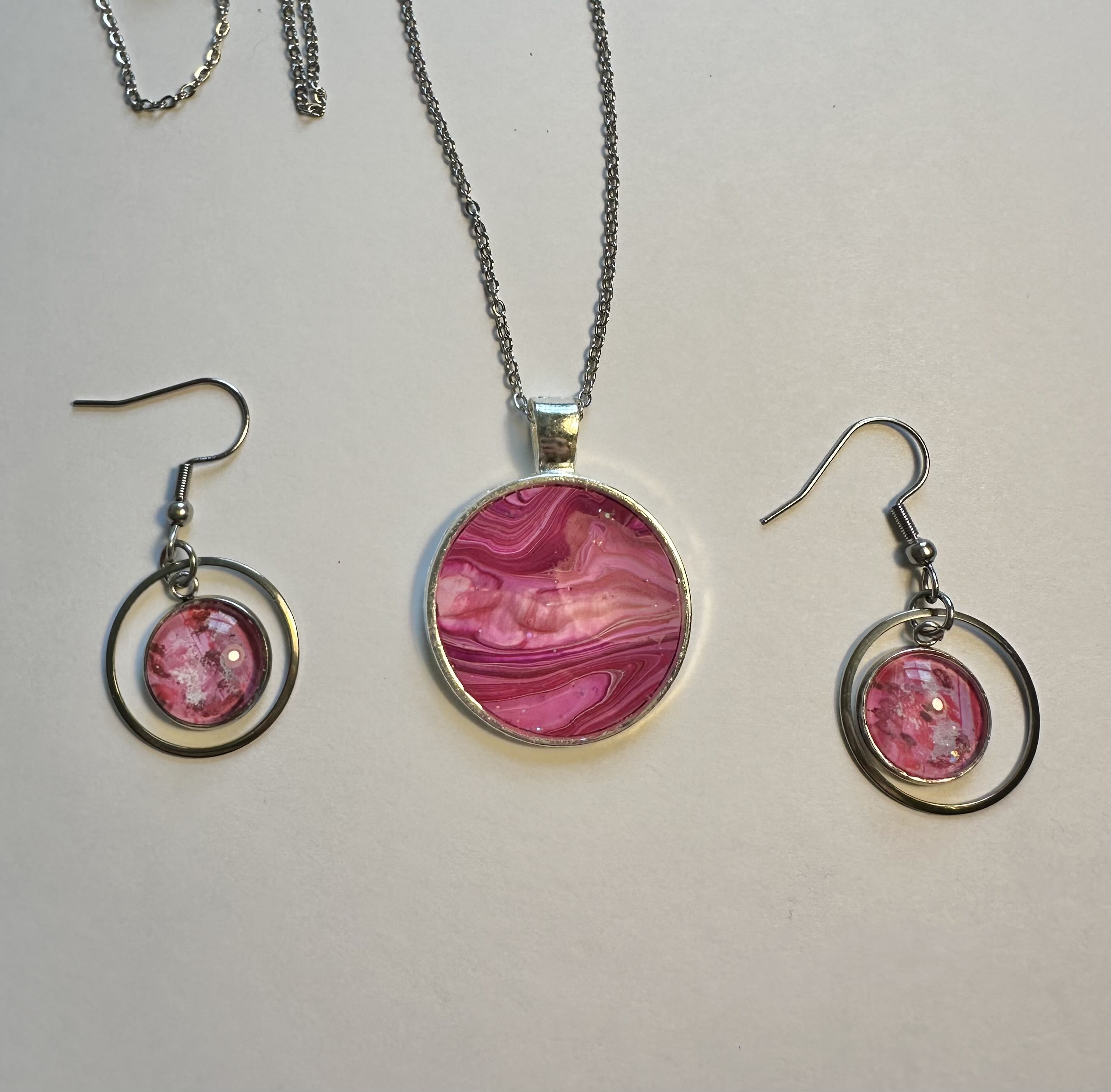 Pink Agate Jewelry Set