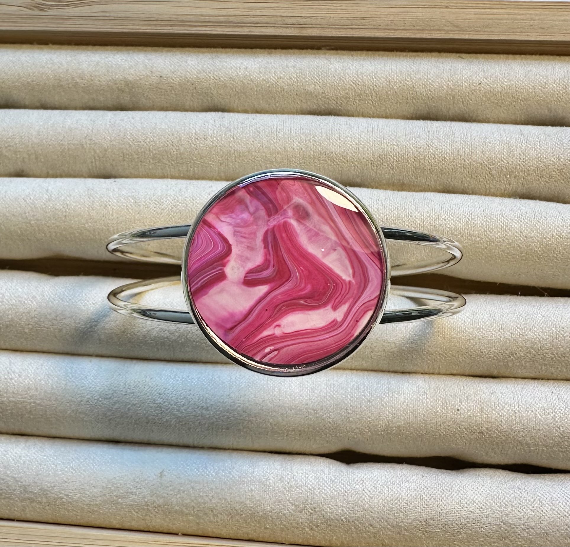 Pink Swirl Agate Bracelet