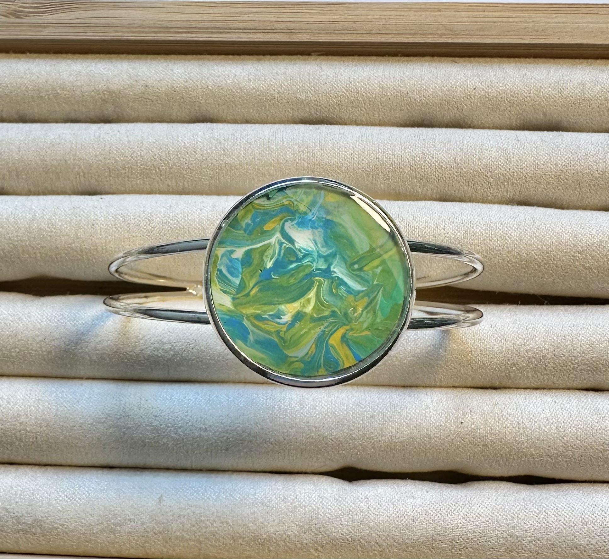 Blue and Green Swirl Cuff Bracelet