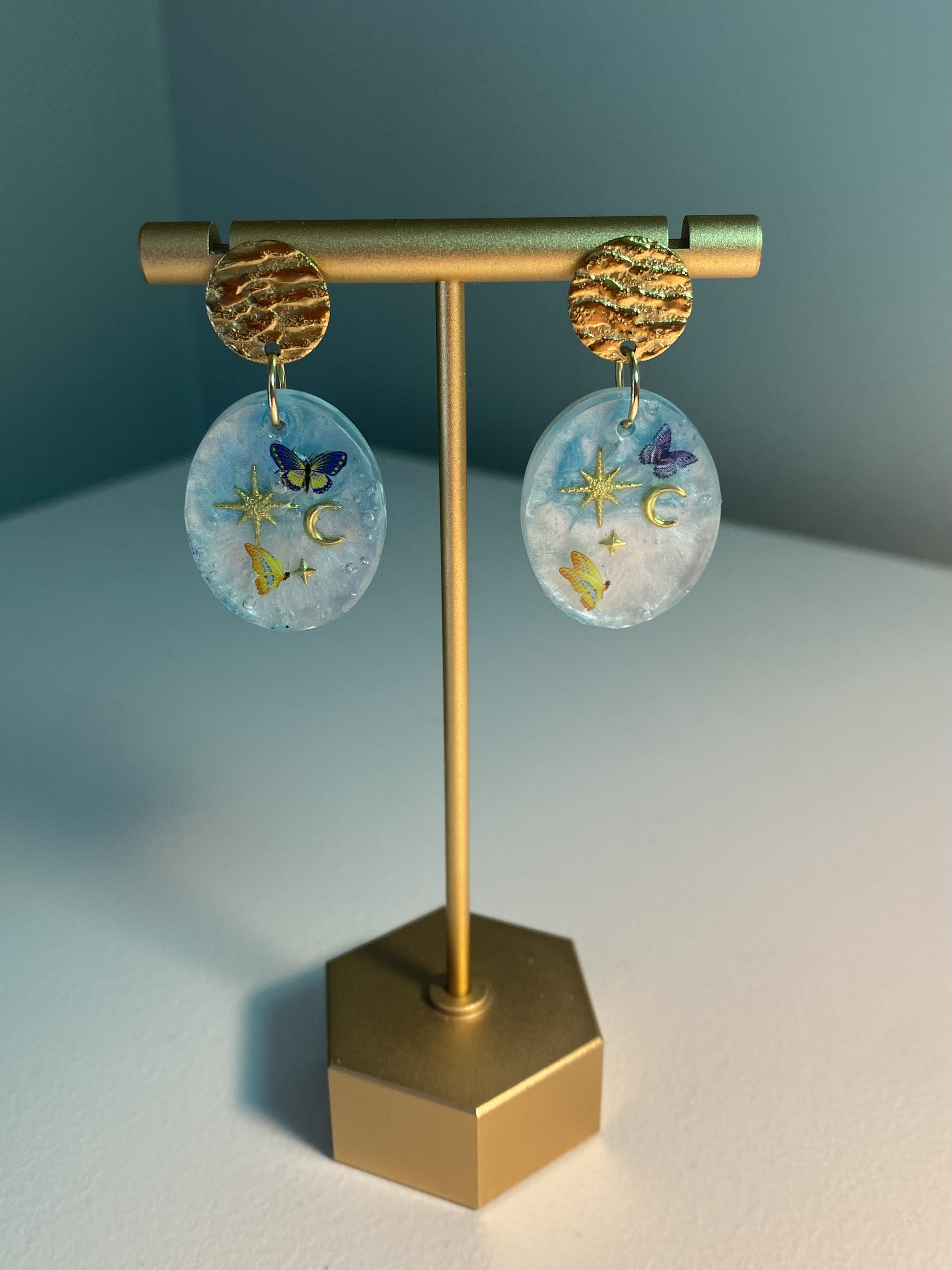 Celestial Butterfly Resin Earrings