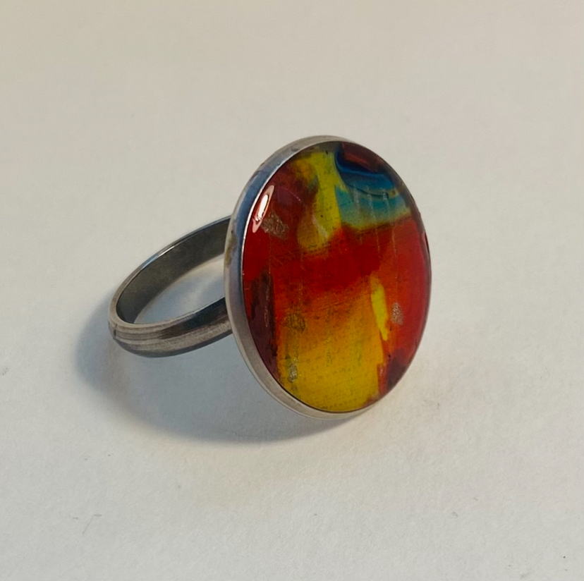Colorful Abstract Oval Ring
