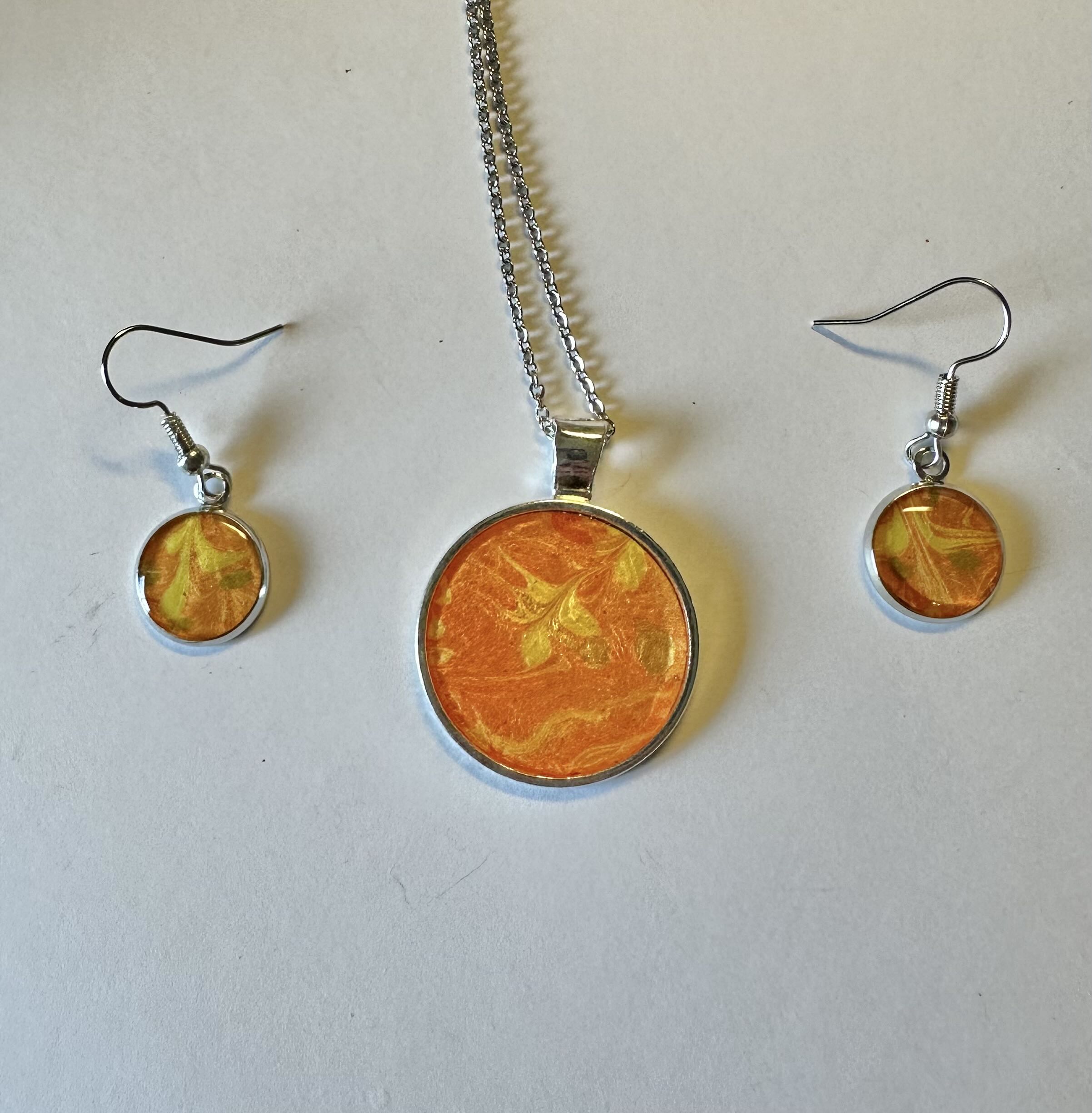 Handmade Orange Swirl Jewelry Set