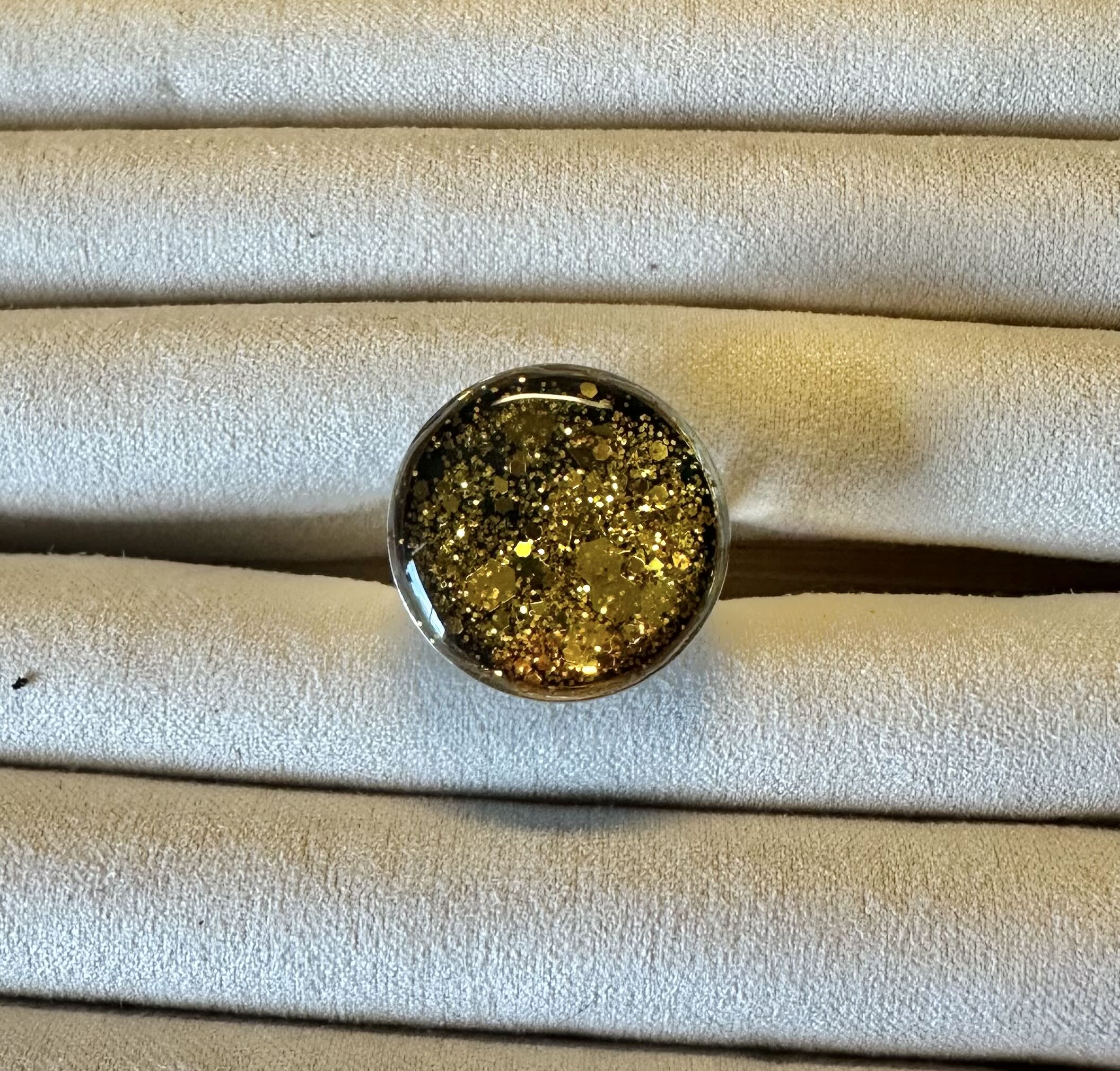 Gold Glitter Resin Ring