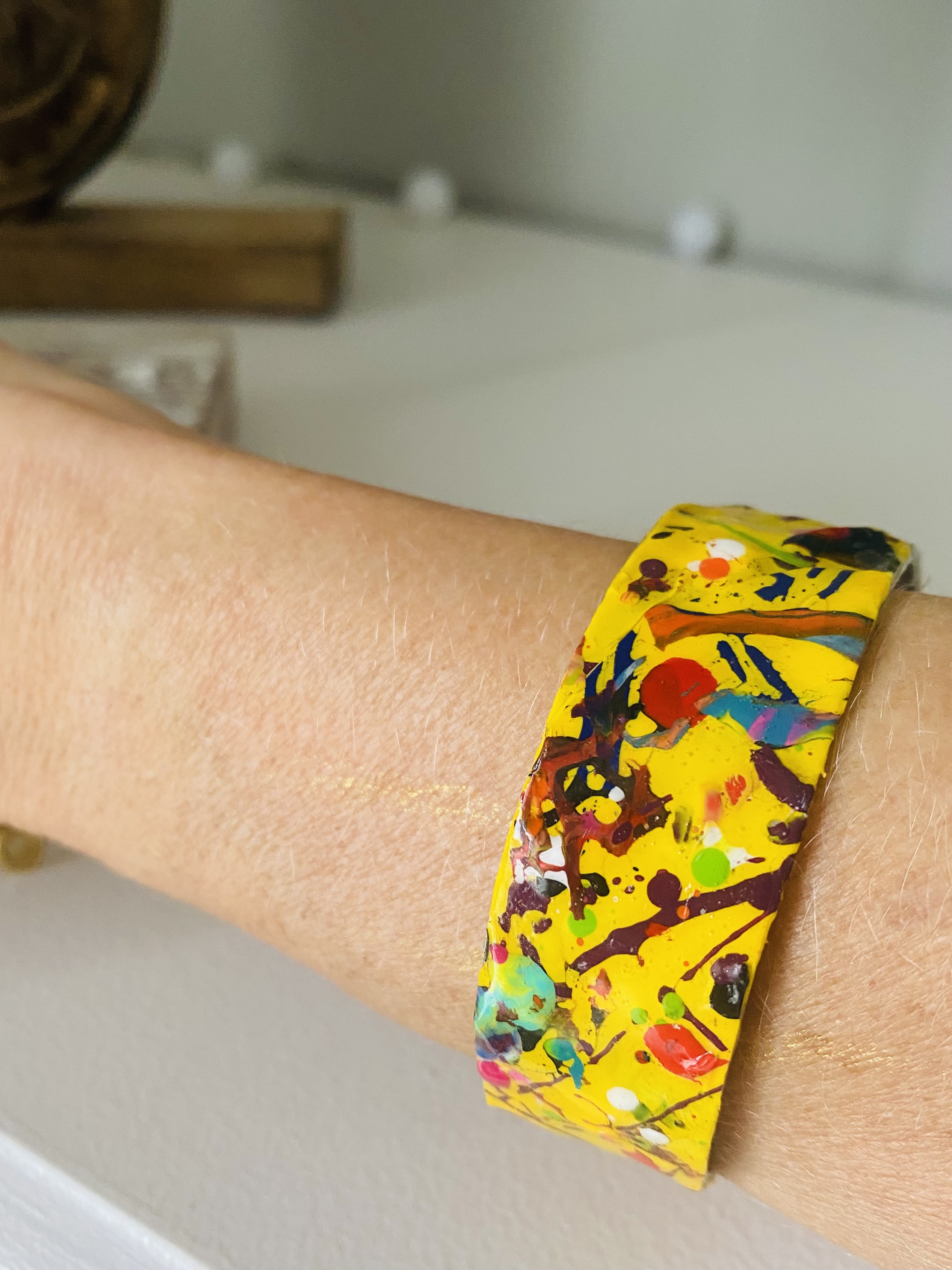 Handmade Yellow Painted Bracelet