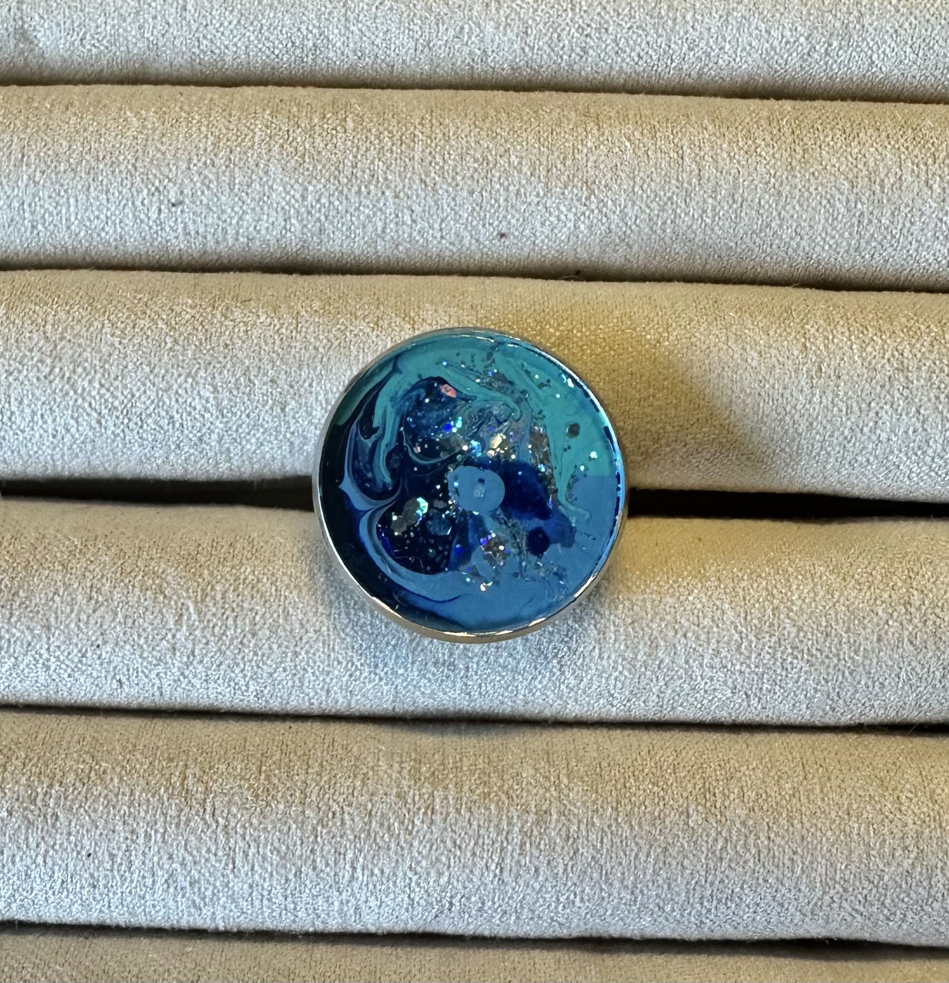 Handcrafted Blue Swirl Resin Ring