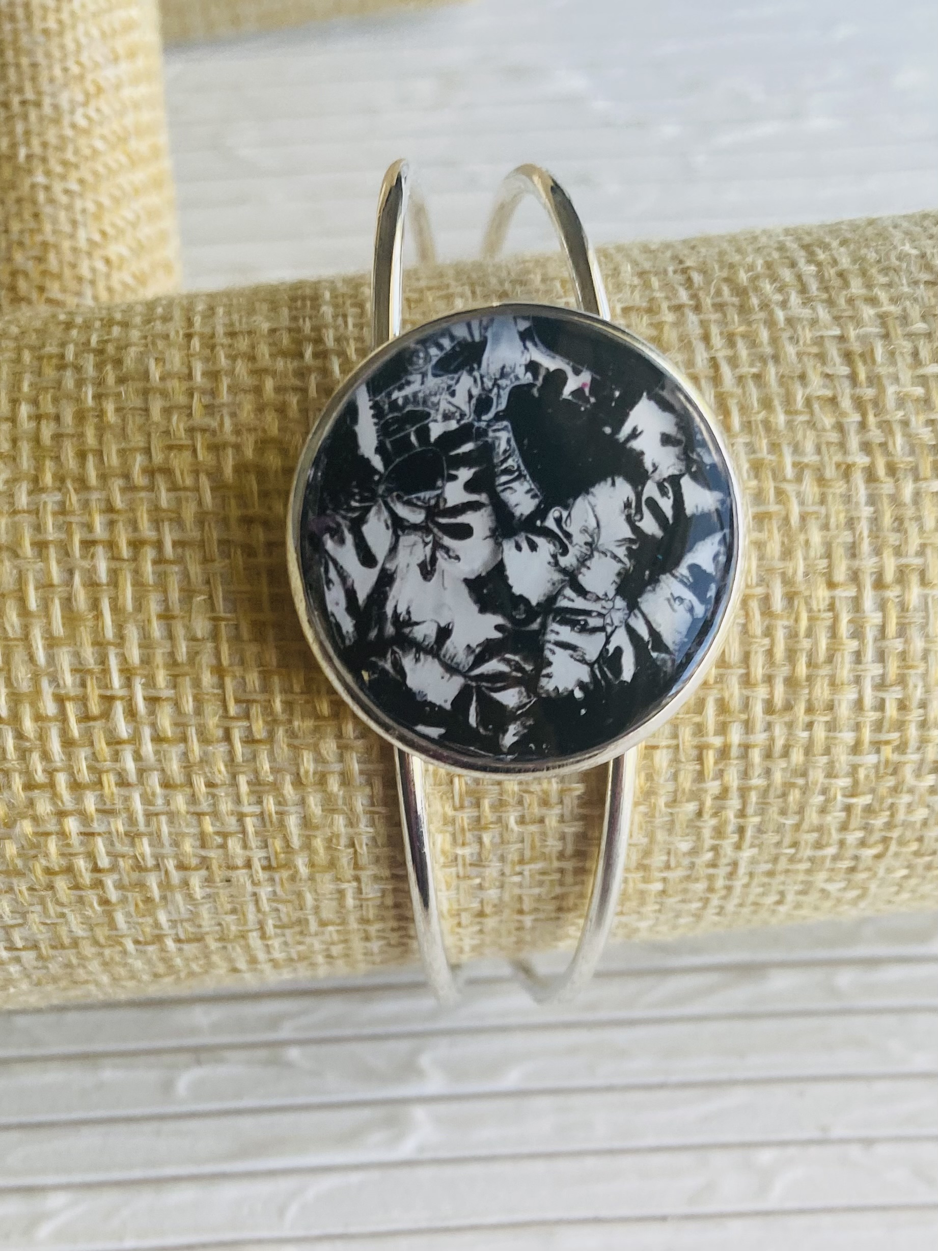 Monochrome Abstract Cuff Bracelet