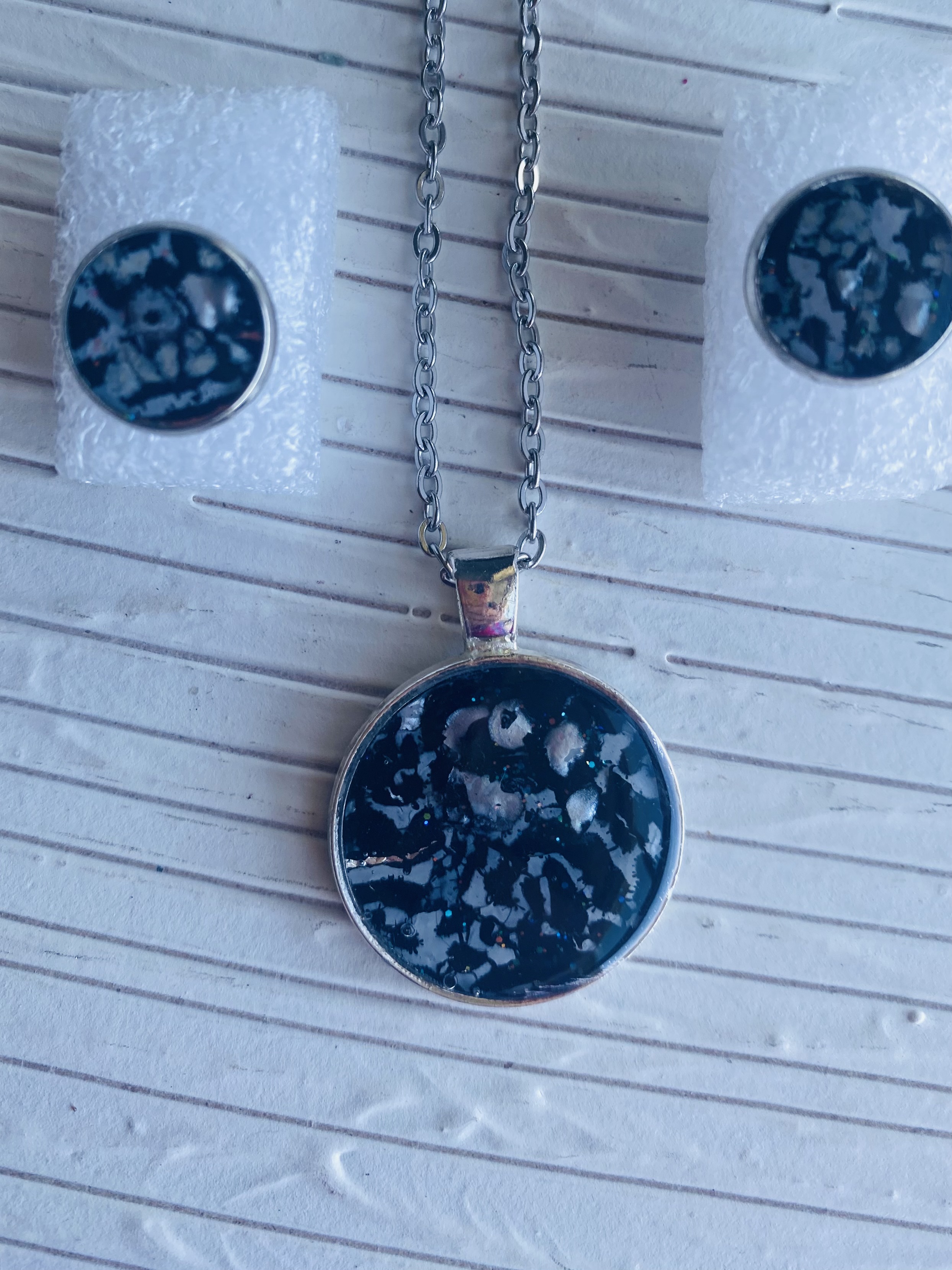 Snowflake Obsidian Jewelry Set