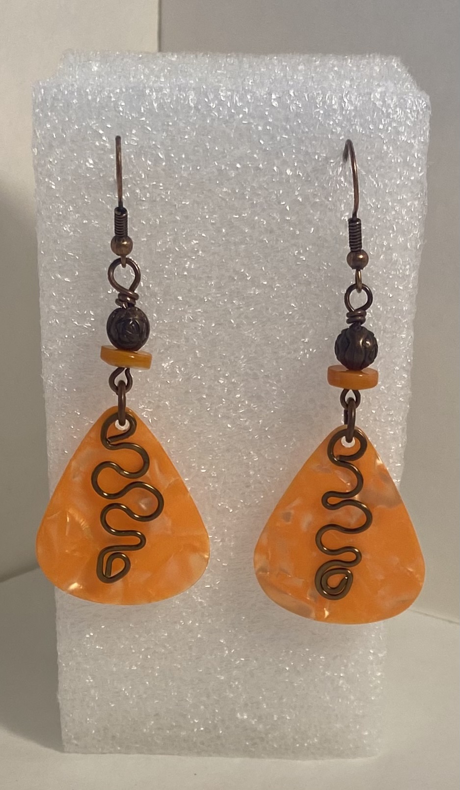 Handcrafted Orange Drop Earrings