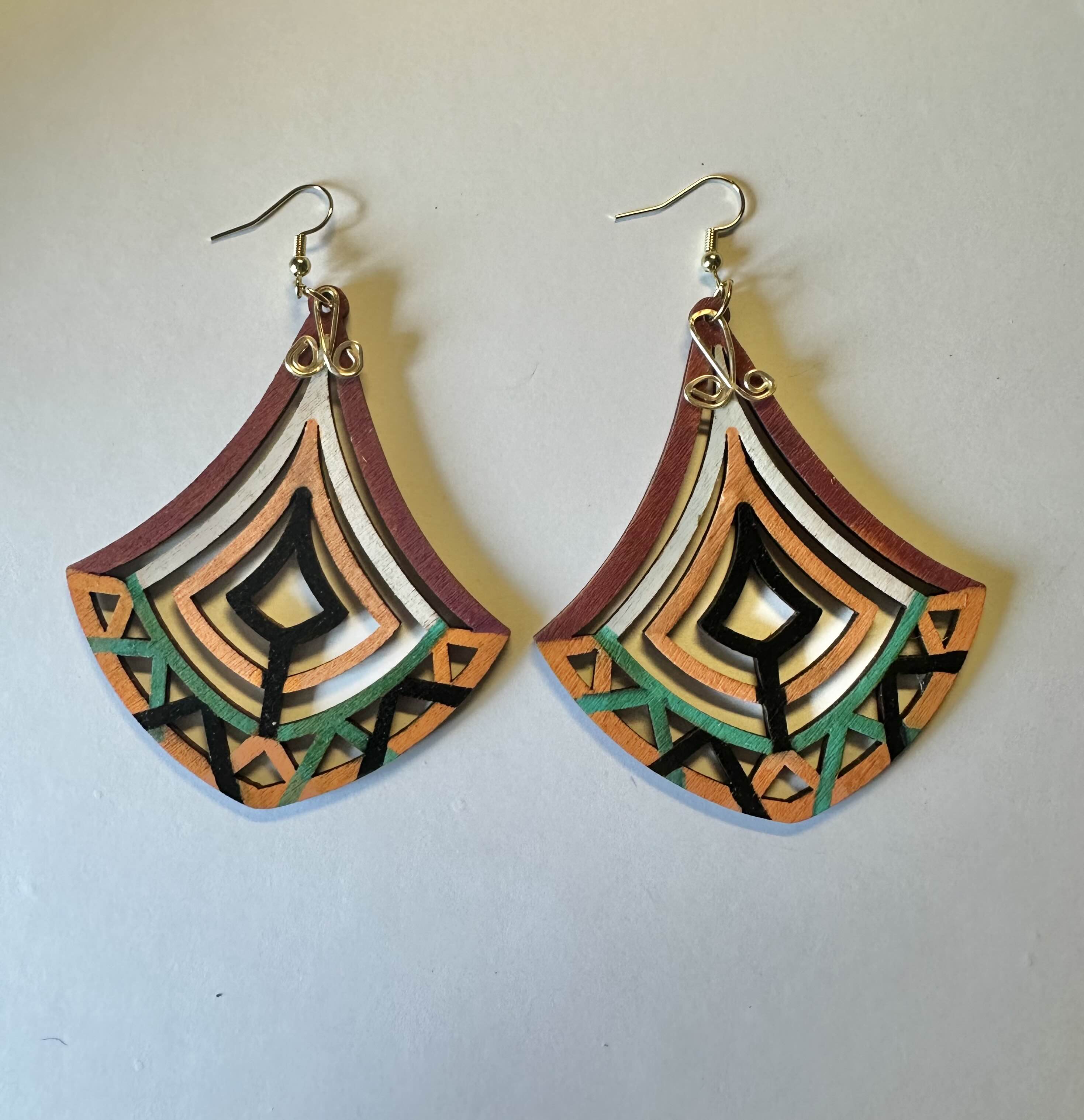 Handcrafted Geometric Wooden Earrings