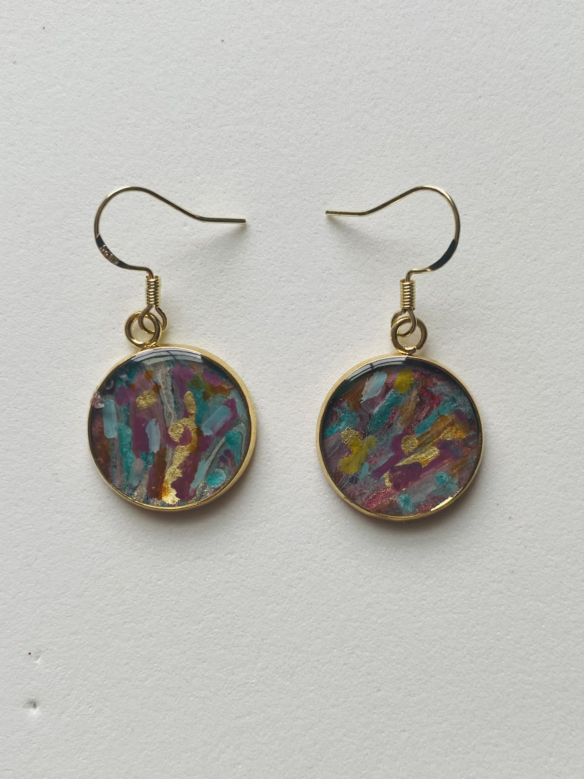 Hand-Painted Round Earrings