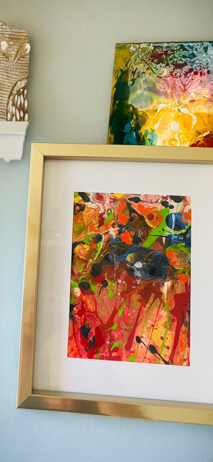 Vintage Flower Plant Painted Pattern Polymer Clay Wall Art