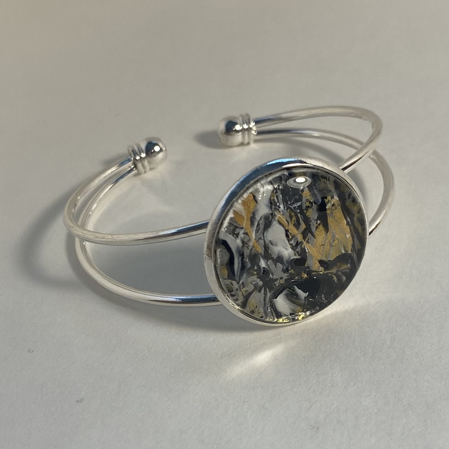 Abstract Art Silver tone Bangle