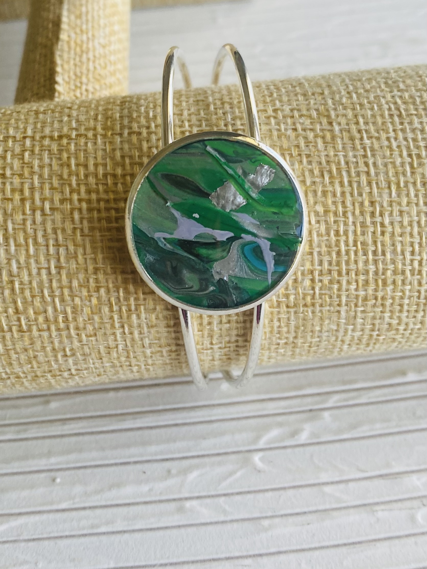 Handmade Green Art Resin Bracelet