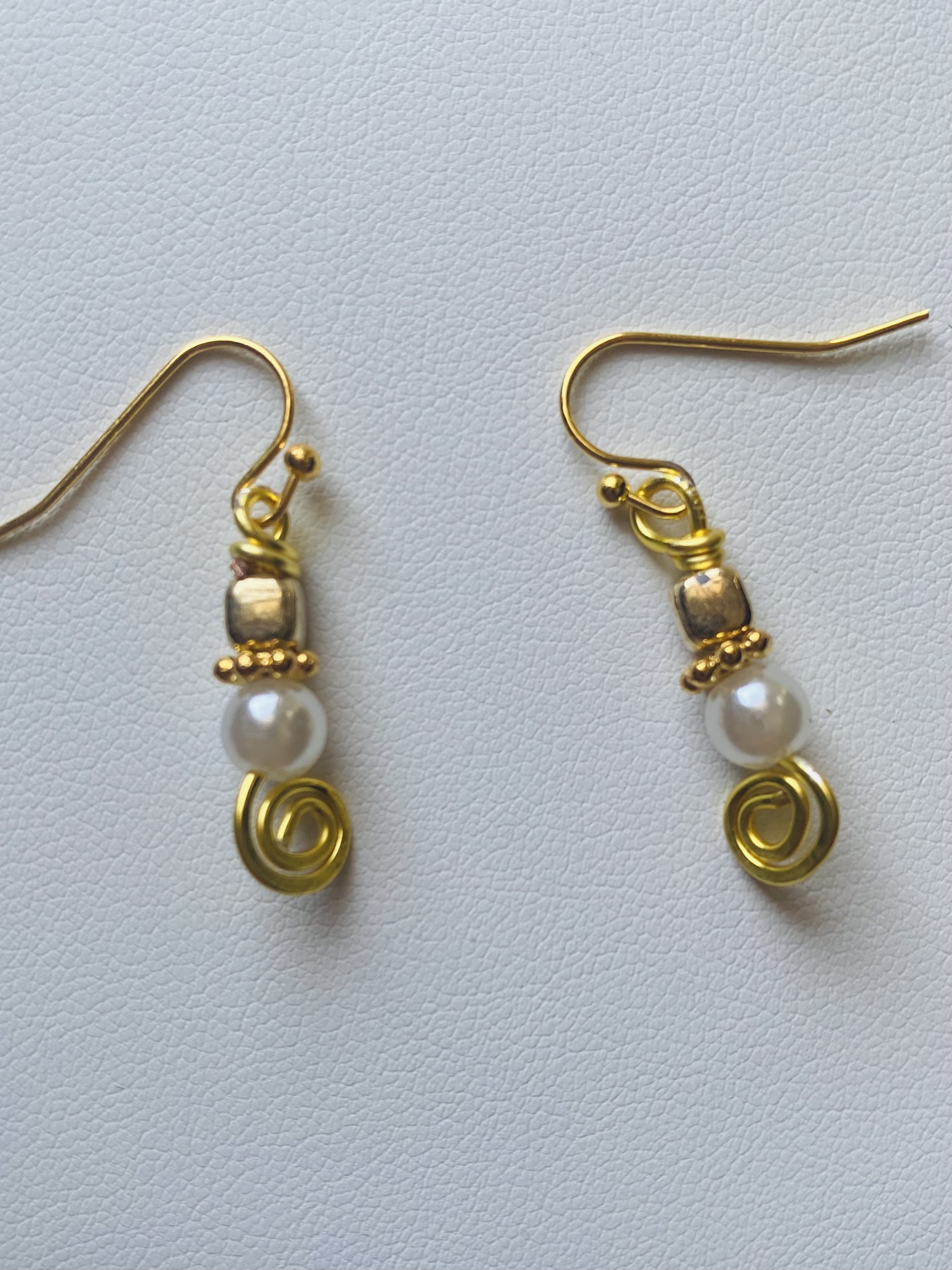 Handcrafted Gold Wire and Pearl Earrings