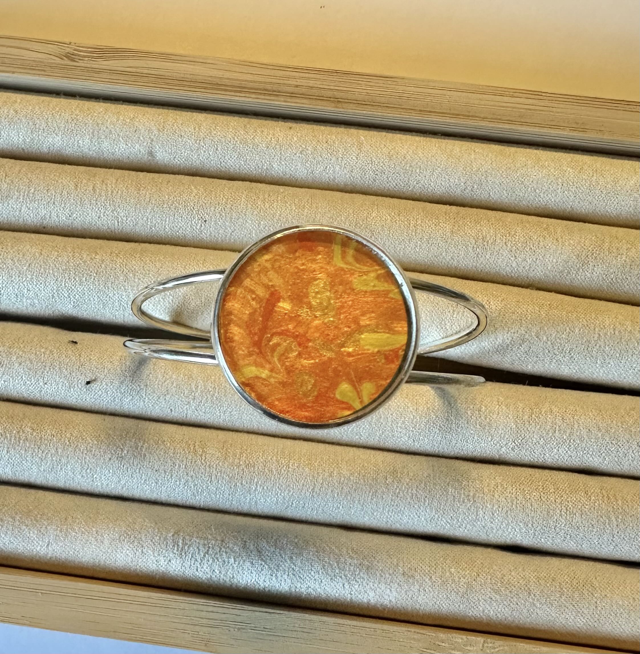 Handcrafted Orange Patterned Bracelet