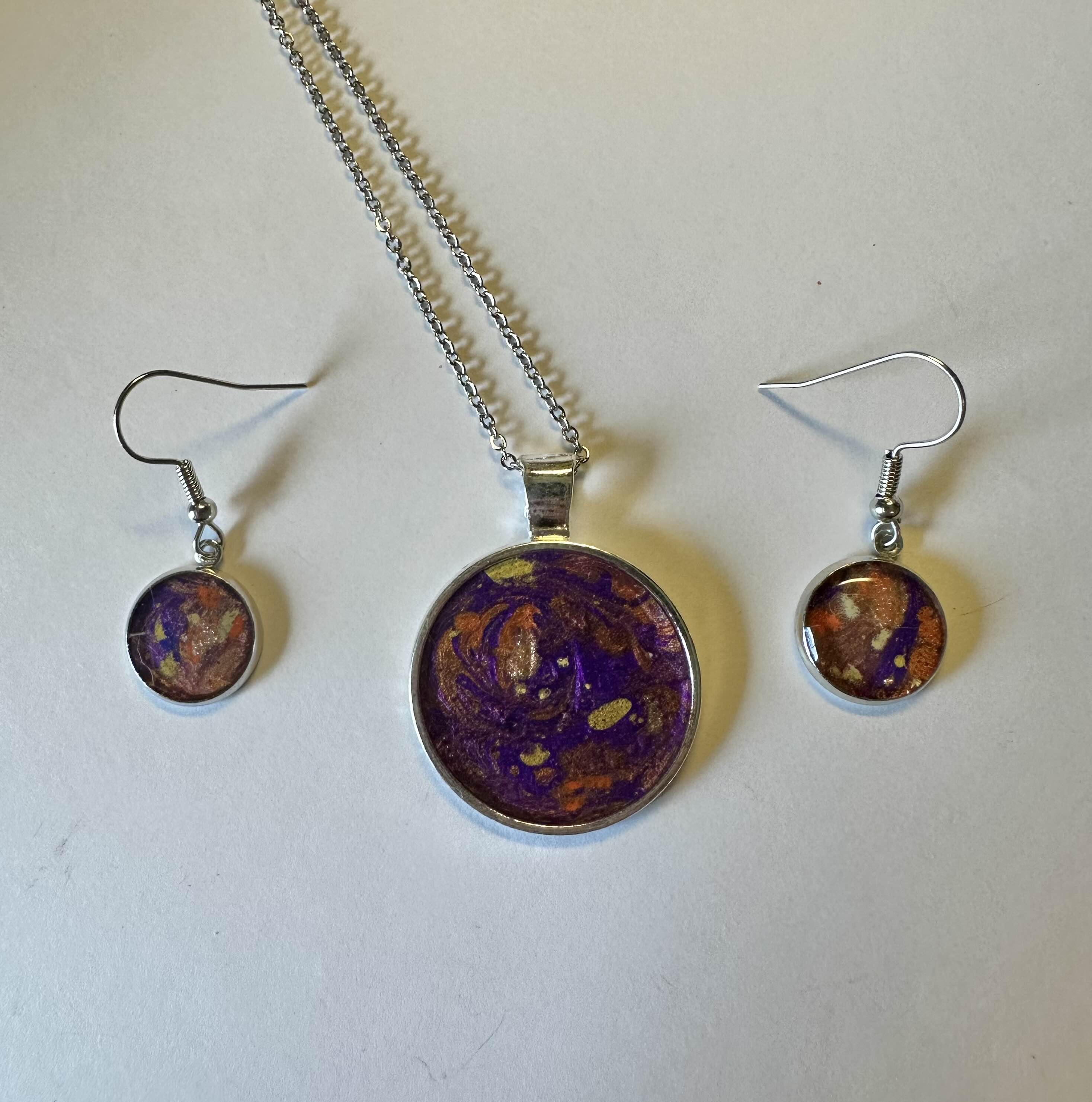 Handcrafted Purple and Gold Jewelry Set