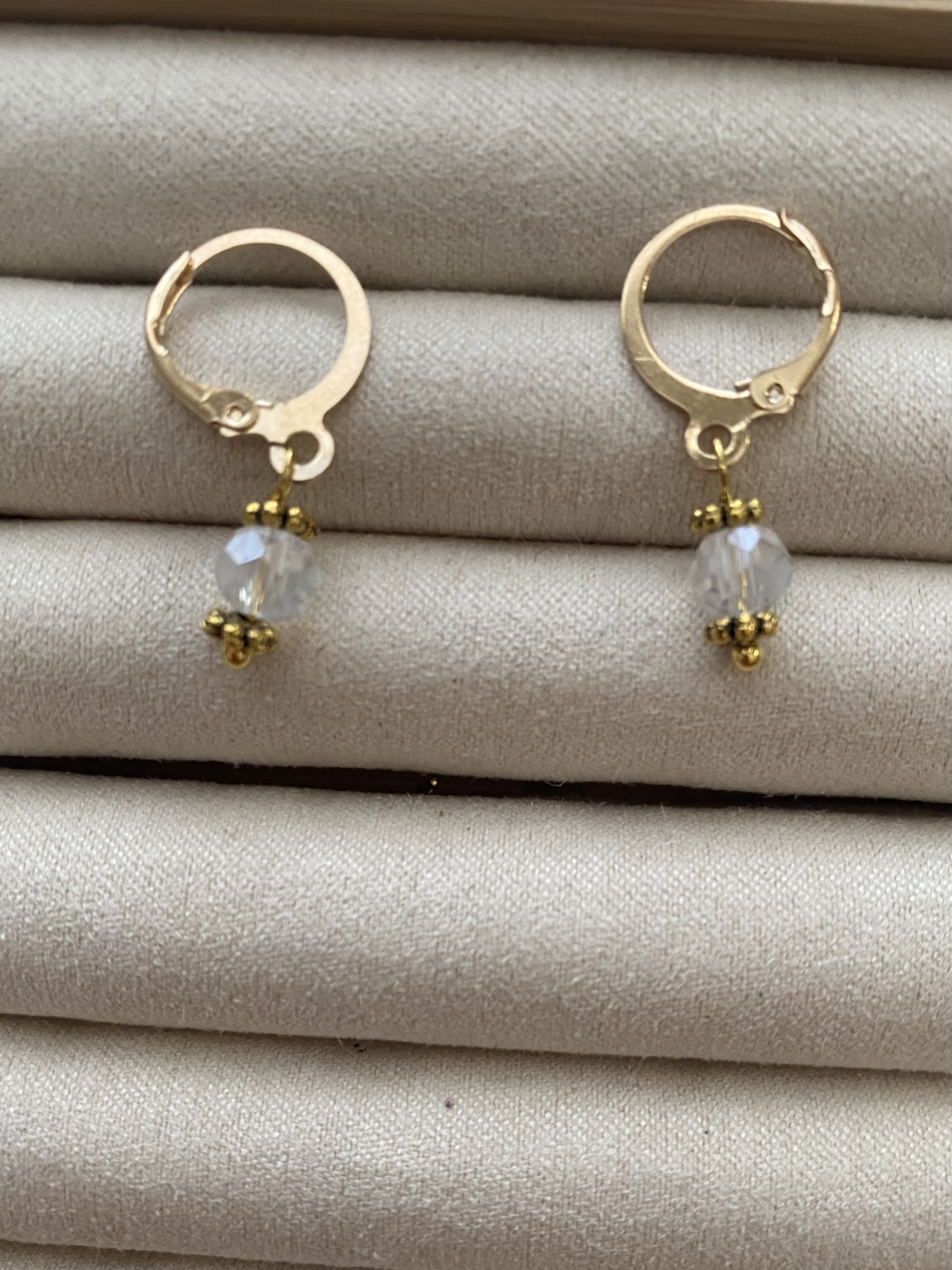 Gold toned Hoop Earrings with Crystal Beads