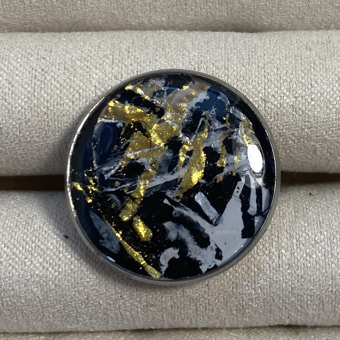 Abstract Black and Gold Brooch