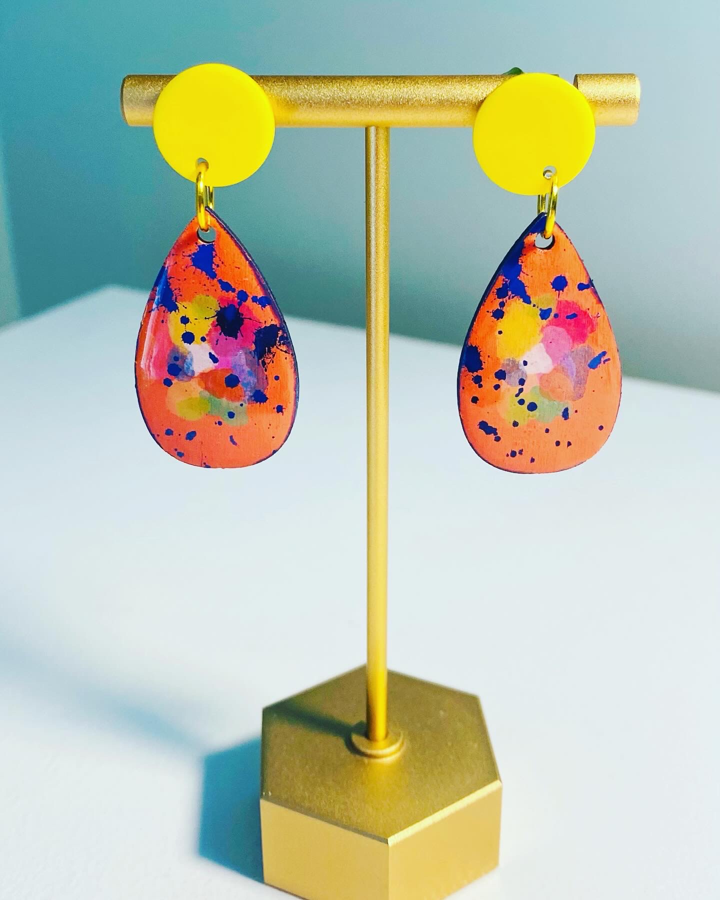 Vibrant Splash Teardrop Earrings