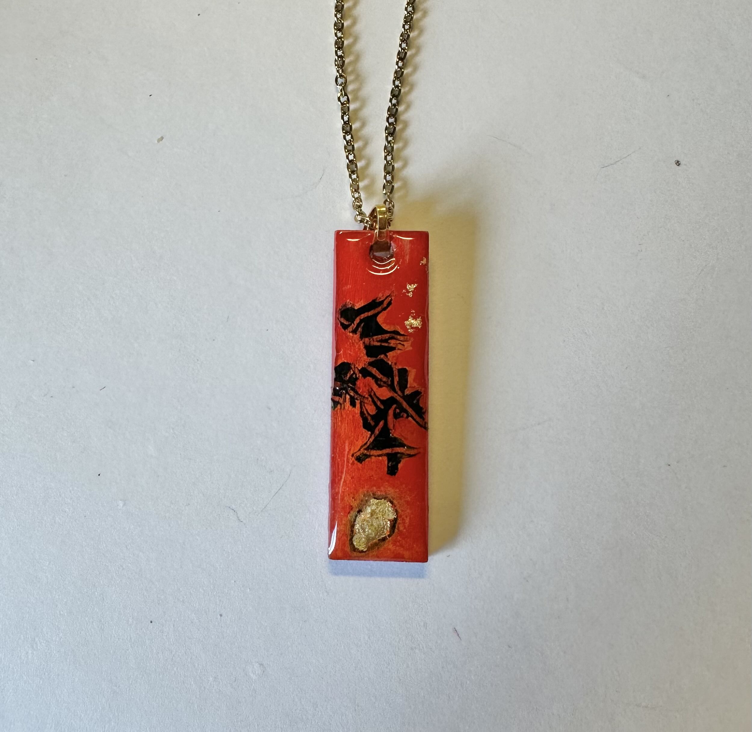 Handcrafted Red Resin Pendant Necklace