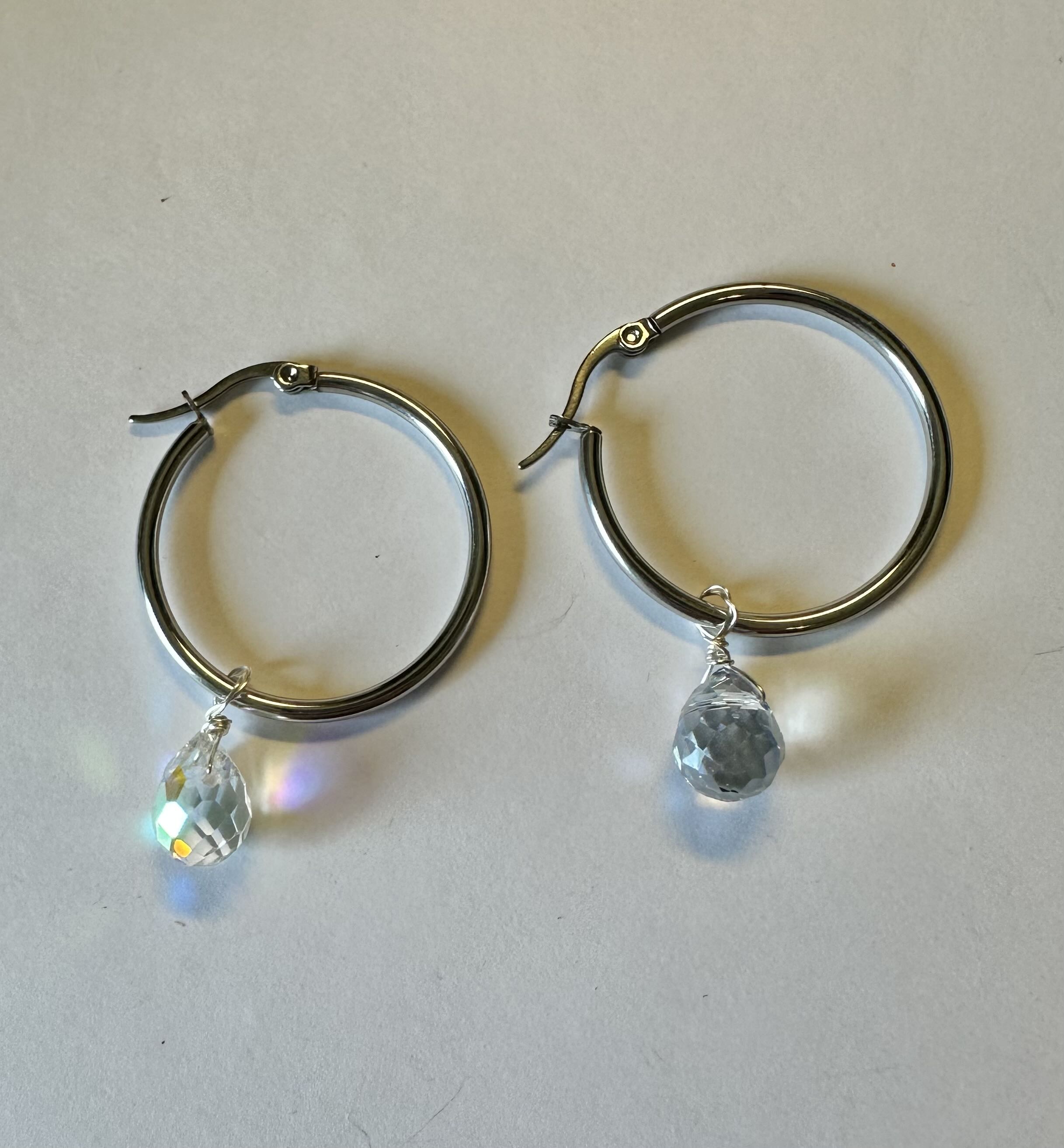Crystal Drop Hoop Earrings