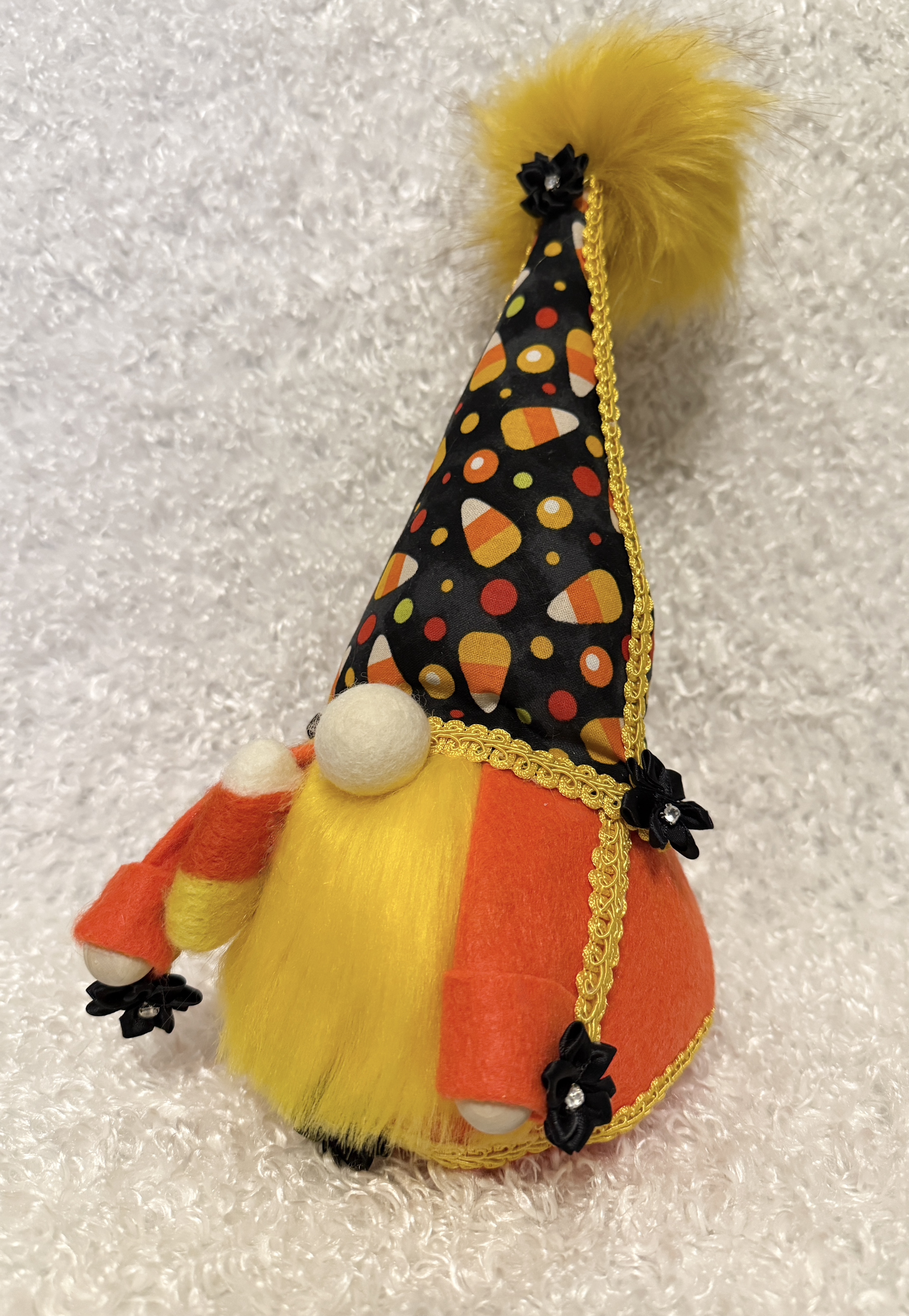 Seasonal Festive Halloween Gnome with Candy Corn Hat