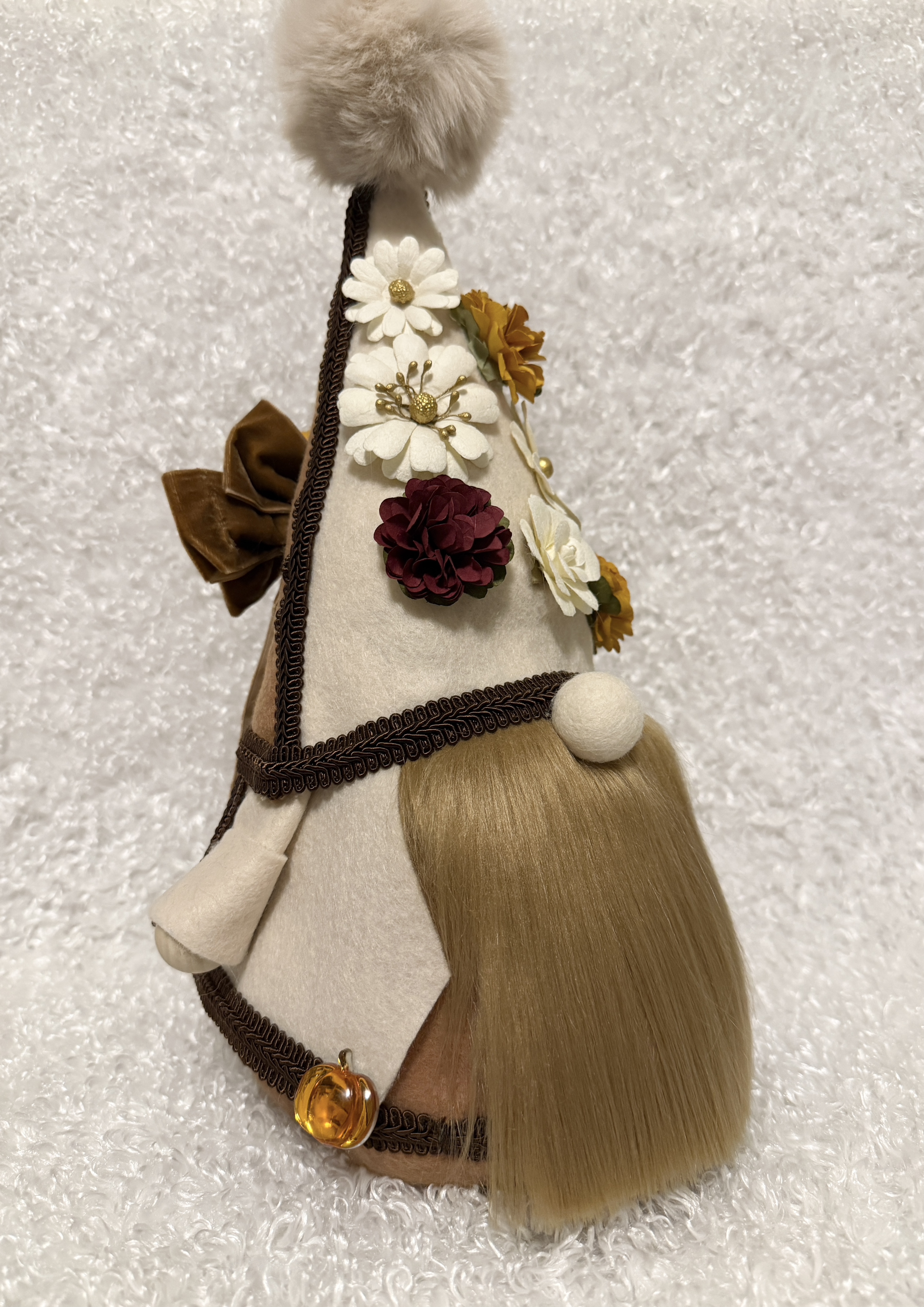 Decorative Fall Autumn Gnome with Floral Hat