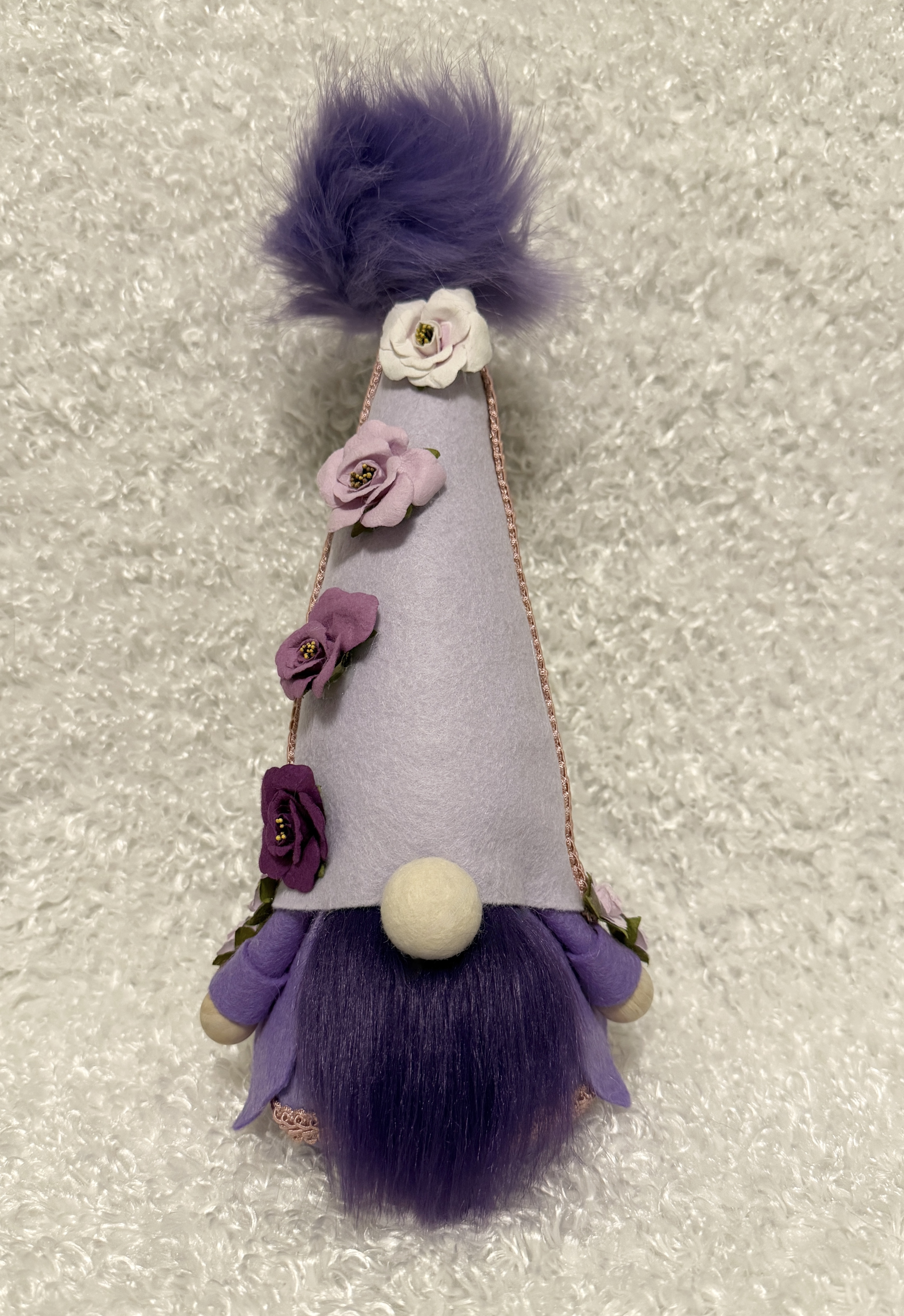 Handmade Purple Gnome With Floral Hat