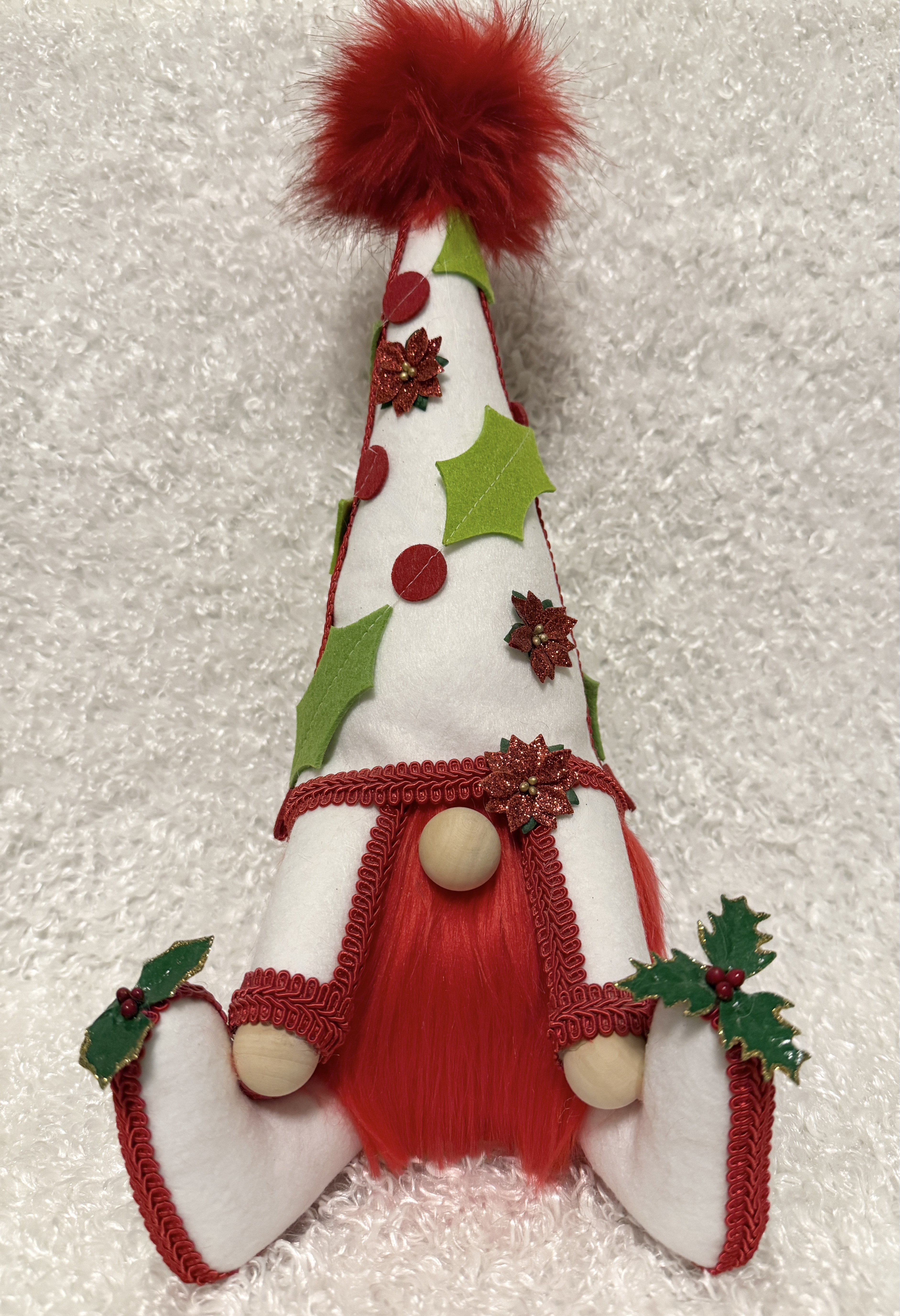 Festive Christmas Gnome with Holly and Ivy Decorations