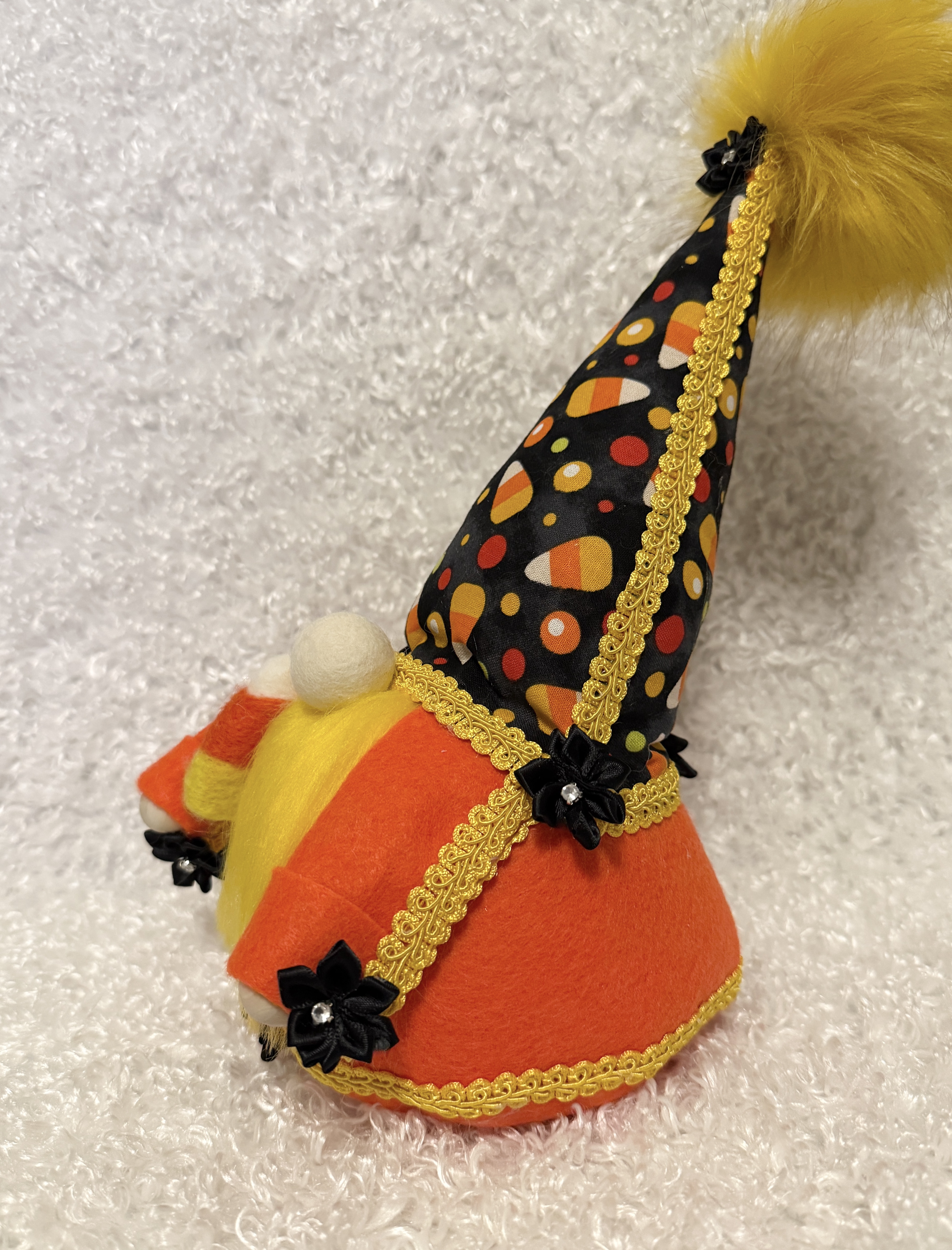 Seasonal Festive Halloween Gnome with Candy Corn Hat